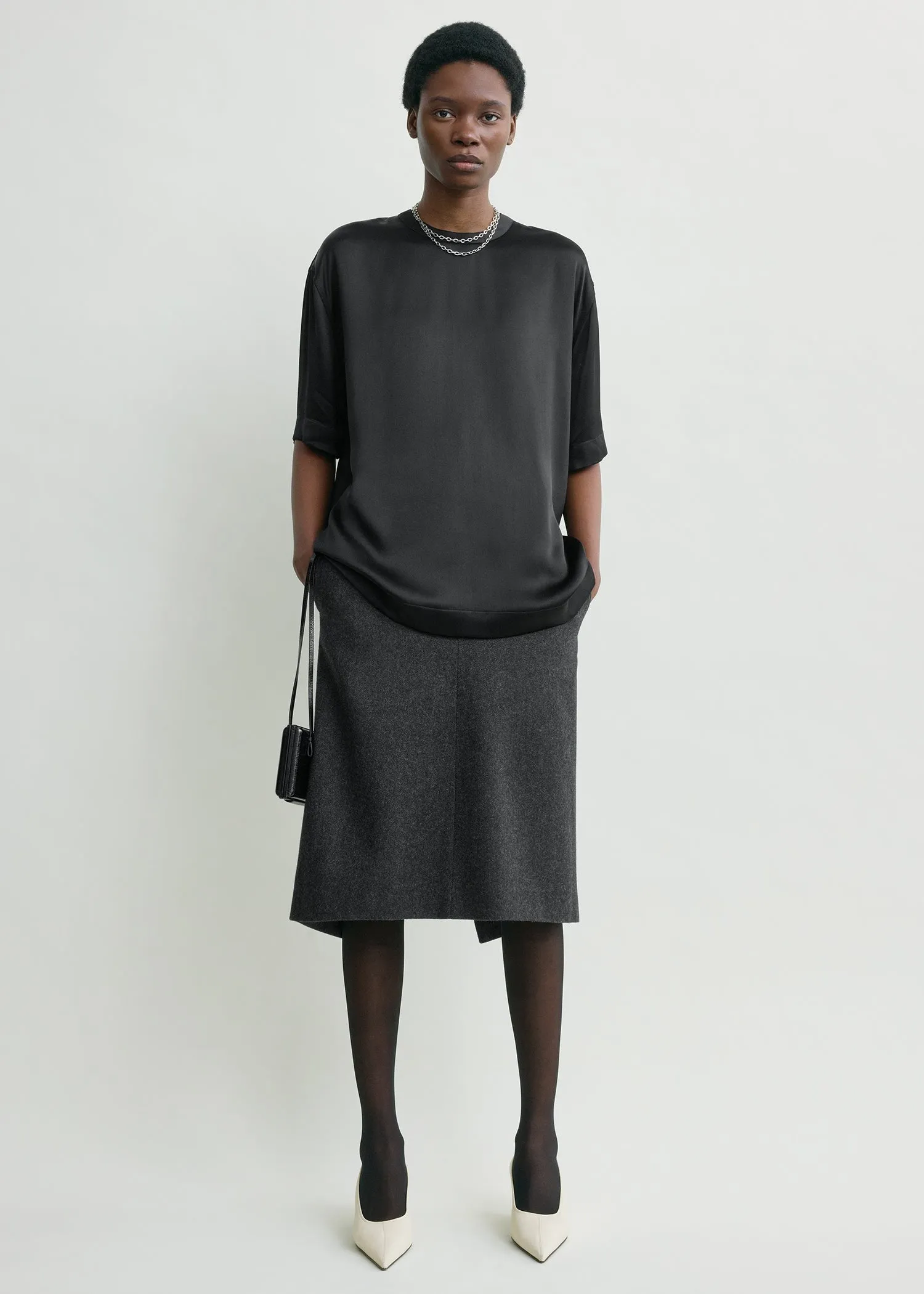 Satin tee black sold by Toteme