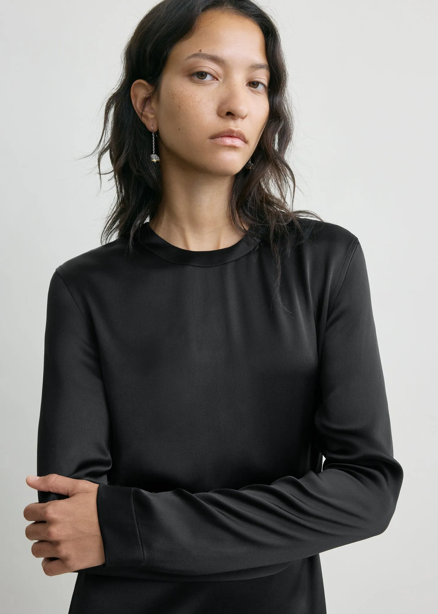 Long satin dress black sold by Toteme product image thumbnail 4