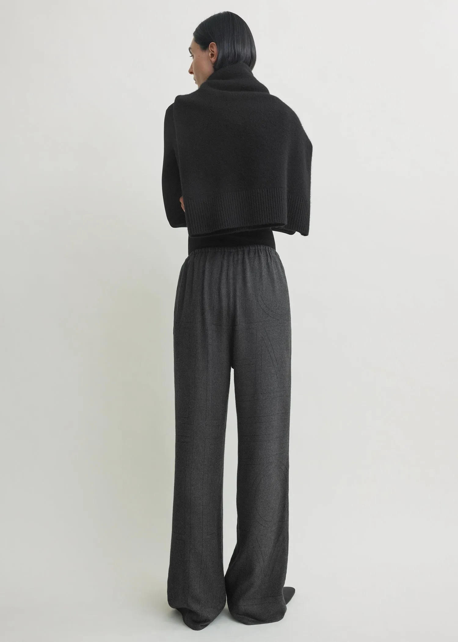 Monogram flannel pj bottoms charcoal sold by Toteme product image thumbnail 3