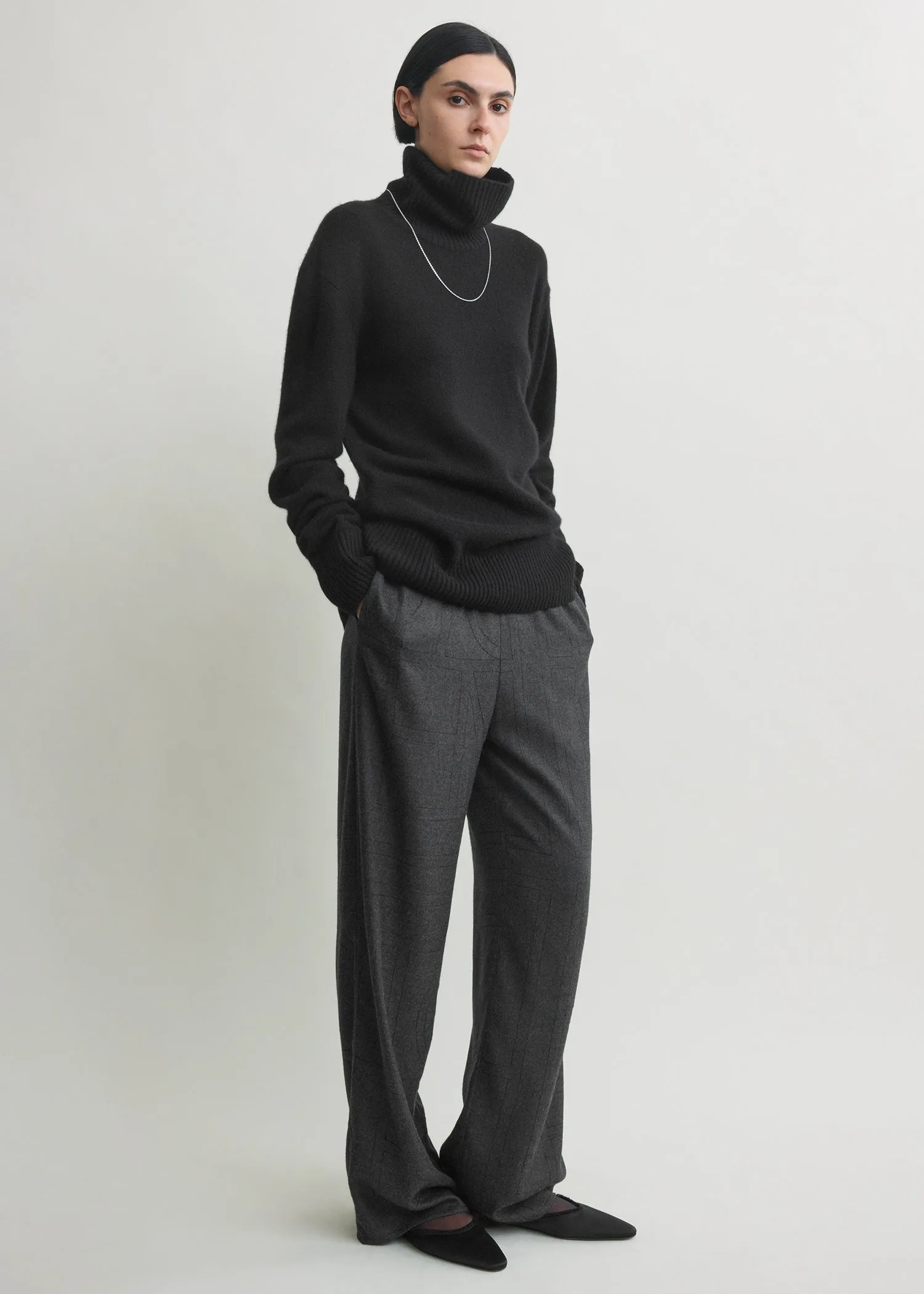 Monogram flannel pj bottoms charcoal sold by Toteme product image thumbnail 2