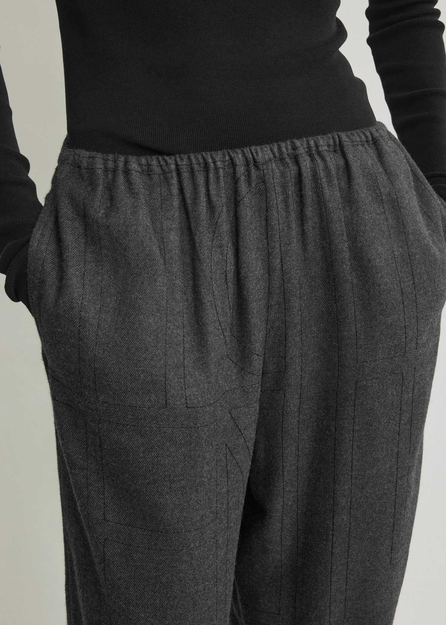 Monogram flannel pj bottoms charcoal sold by Toteme product image thumbnail 4