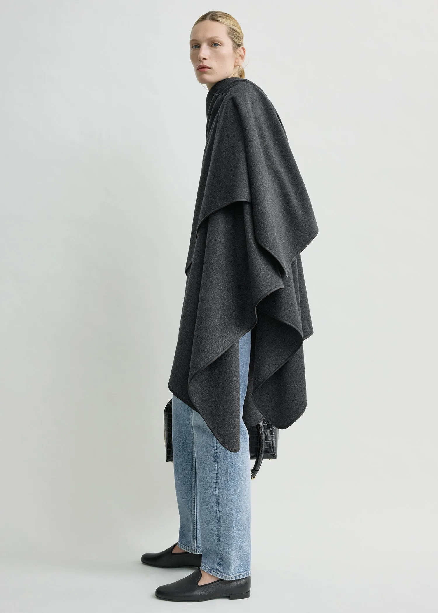 Winter flannel cape charcoal sold by Toteme product image thumbnail 4