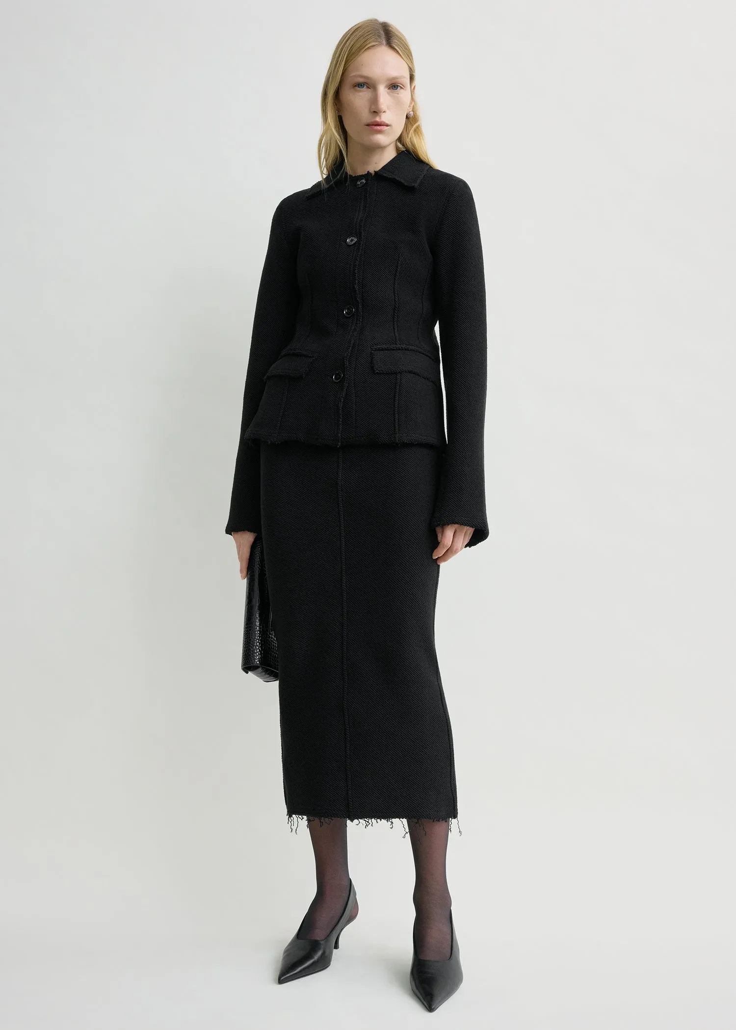 Raw hem cotton jacket black sold by Toteme product image thumbnail 2