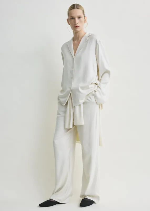 Monogram flannel pj top ecru made by Toteme