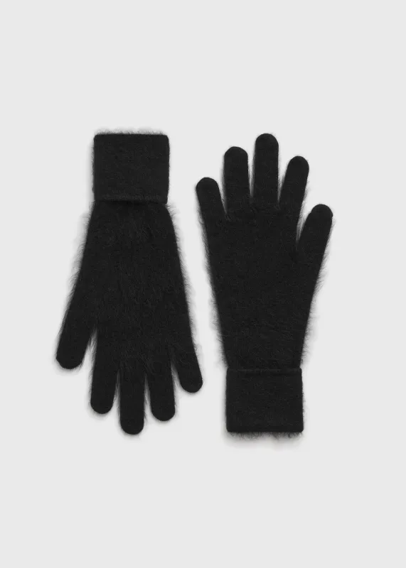 Brushed cashmere gloves black sold by Toteme