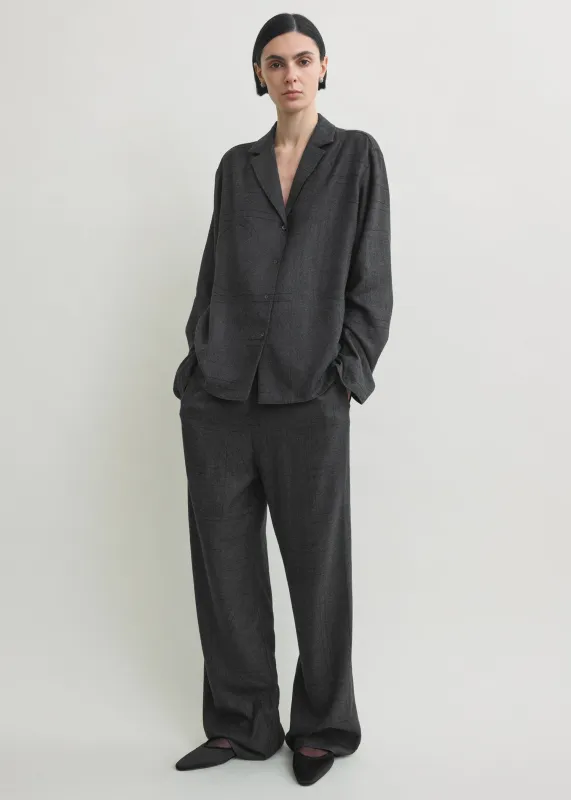 Monogram flannel pj top charcoal sold by Toteme