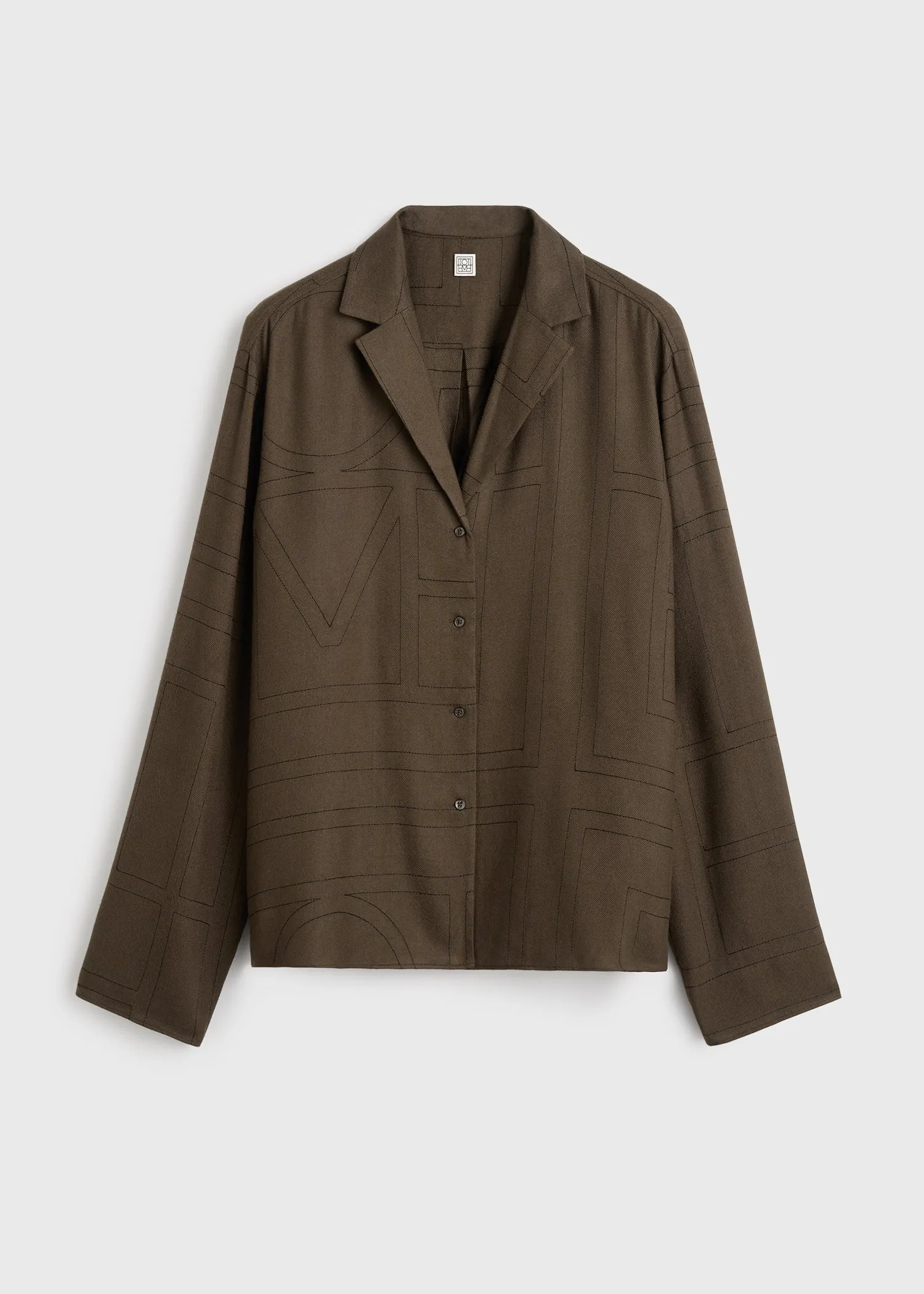 Monogram flannel pj top dark brown sold by Toteme product image thumbnail 5