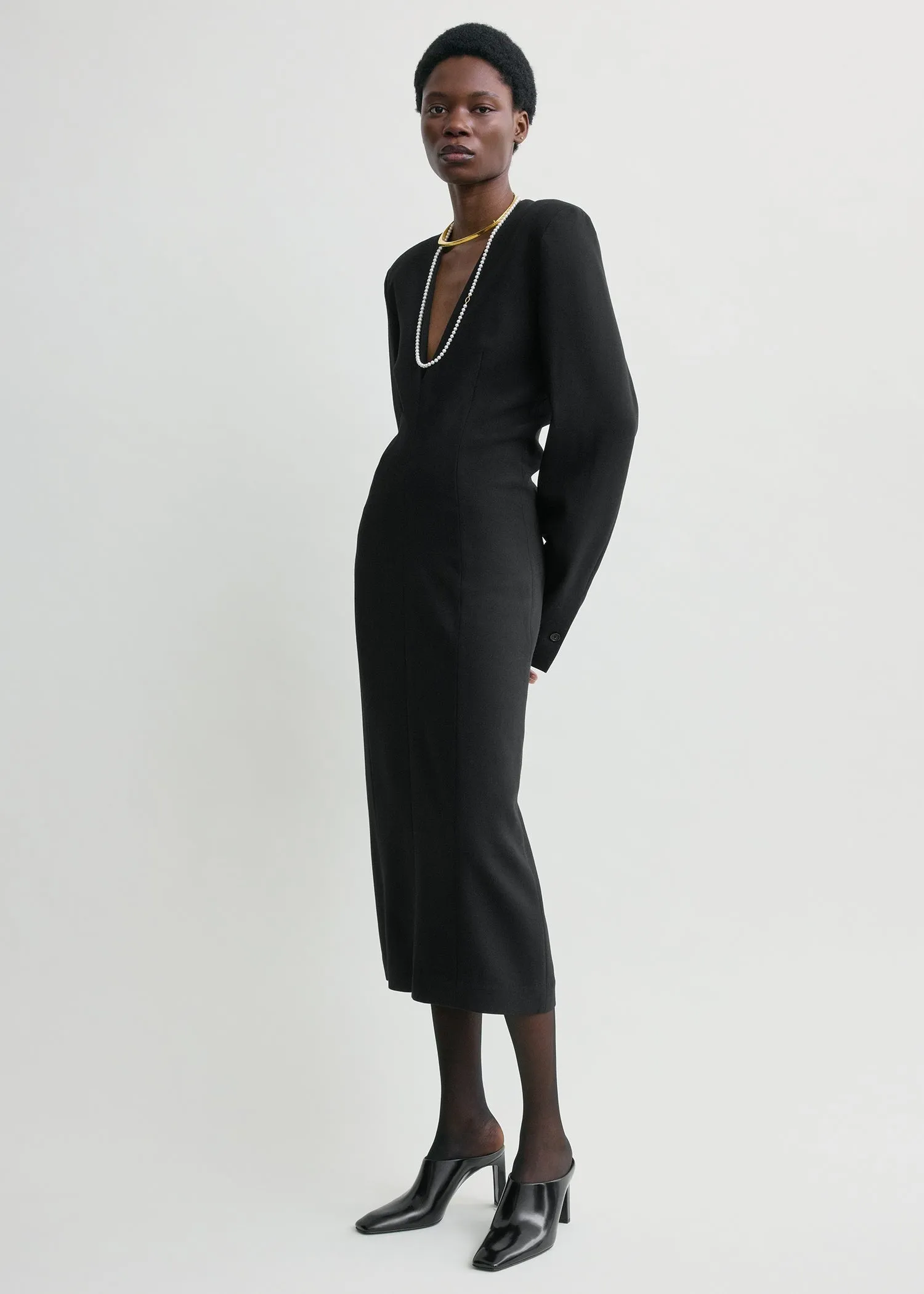 Tailored slouch dress black sold by Toteme