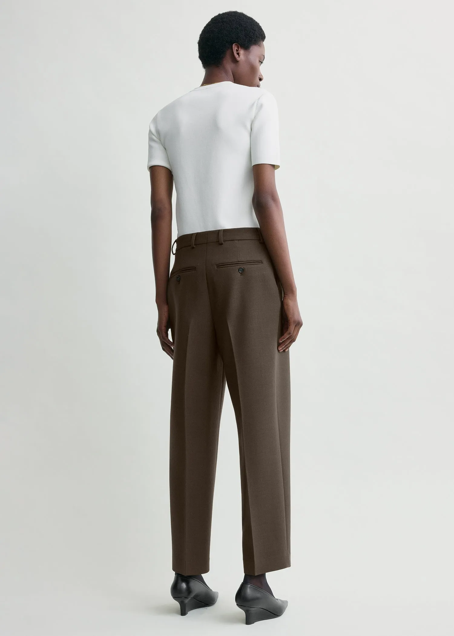 Pleated straight trousers bark sold by Toteme product image thumbnail 3