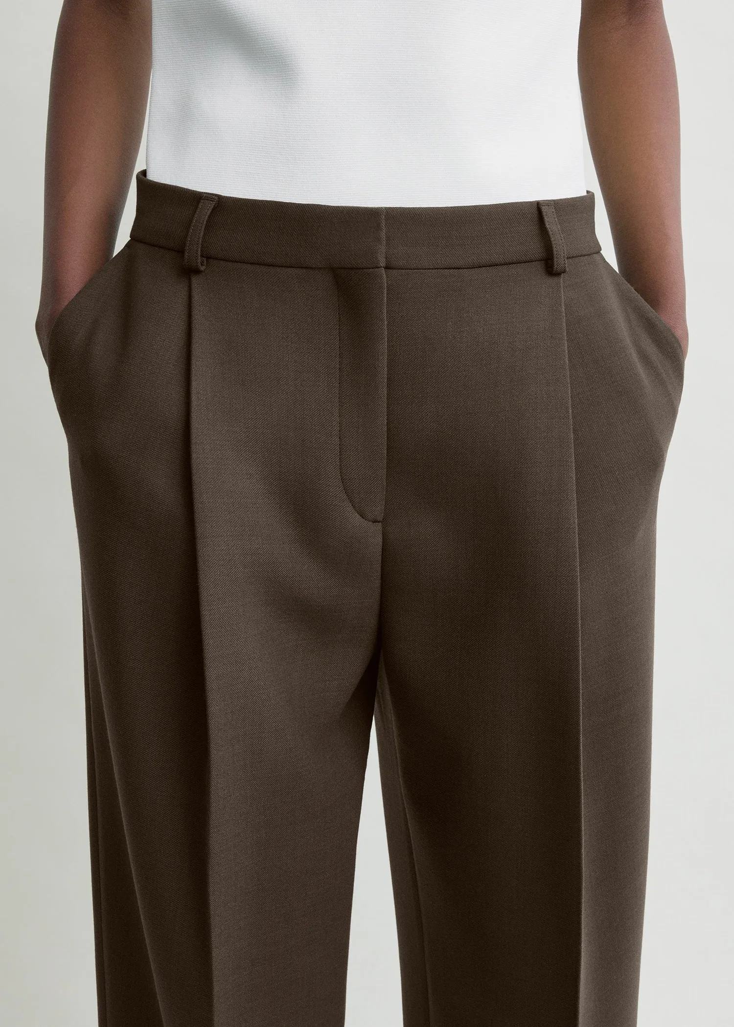 Pleated straight trousers bark sold by Toteme product image thumbnail 4