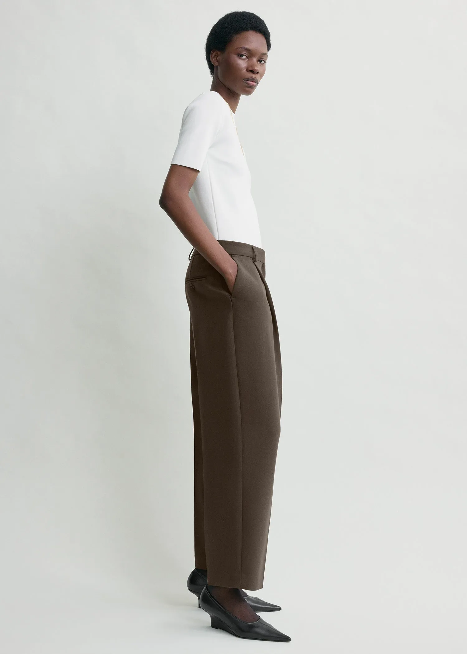 Pleated straight trousers bark sold by Toteme product image thumbnail 2