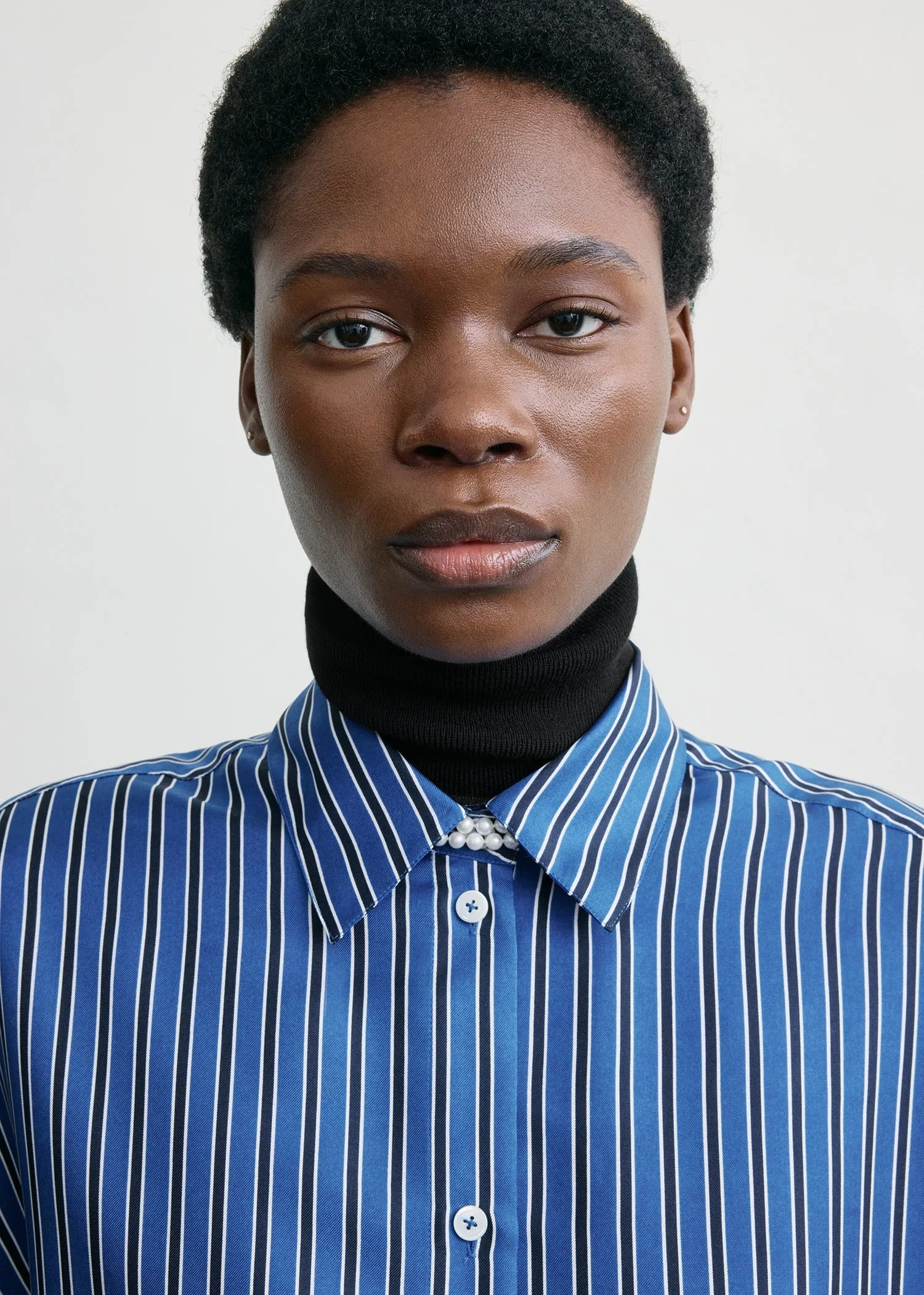 Oversized striped shirt blue/navy sold by Toteme product image thumbnail 5