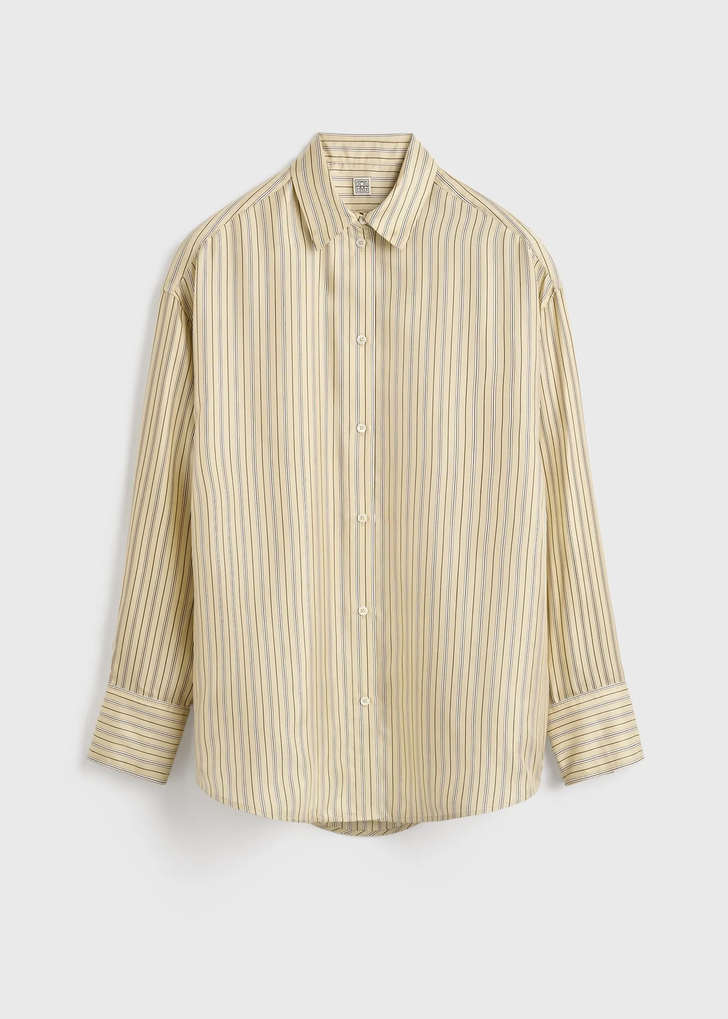 Oversized striped shirt beige/brown sold by Toteme product image thumbnail 5