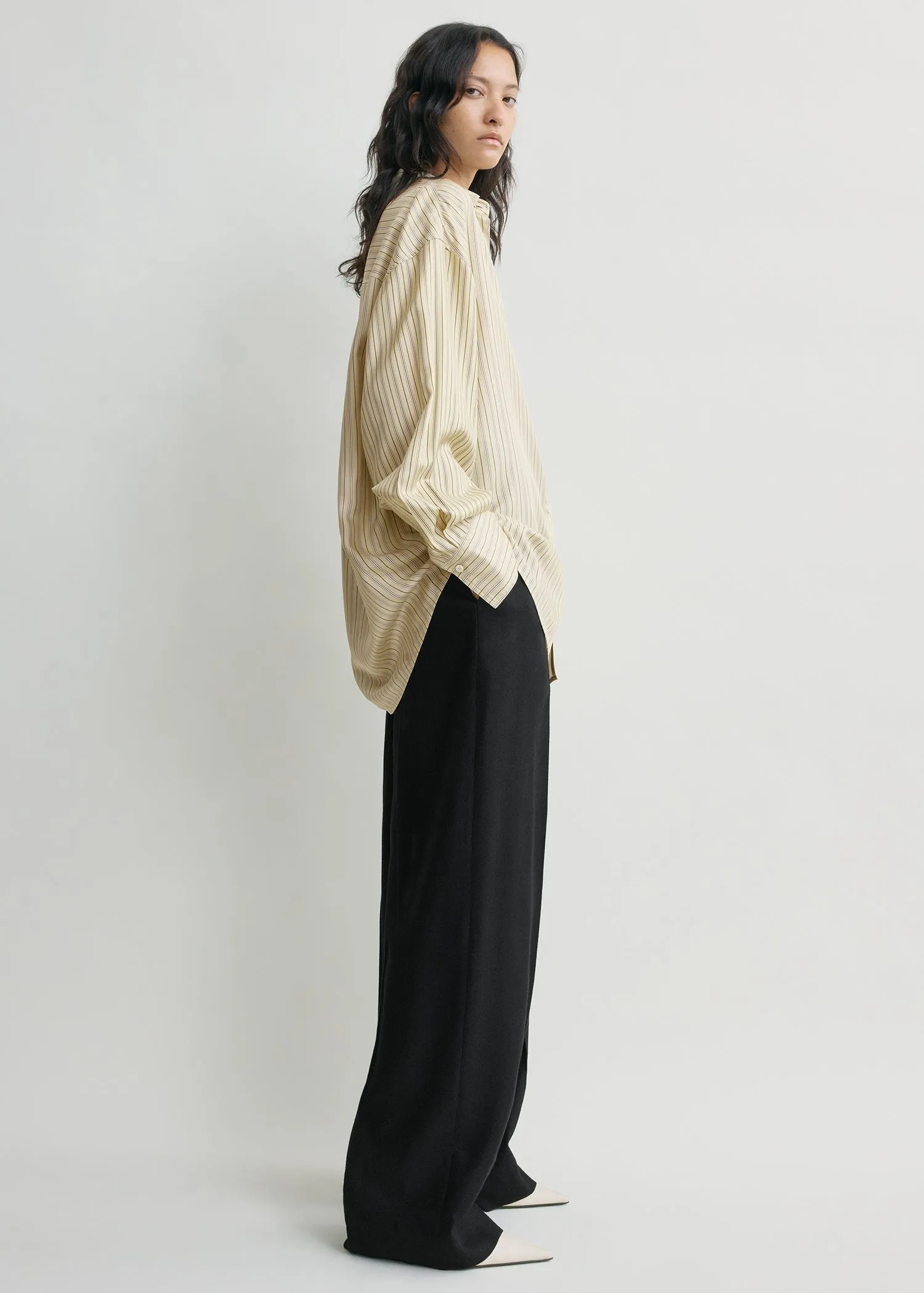 Oversized striped shirt beige/brown sold by Toteme product image thumbnail 2