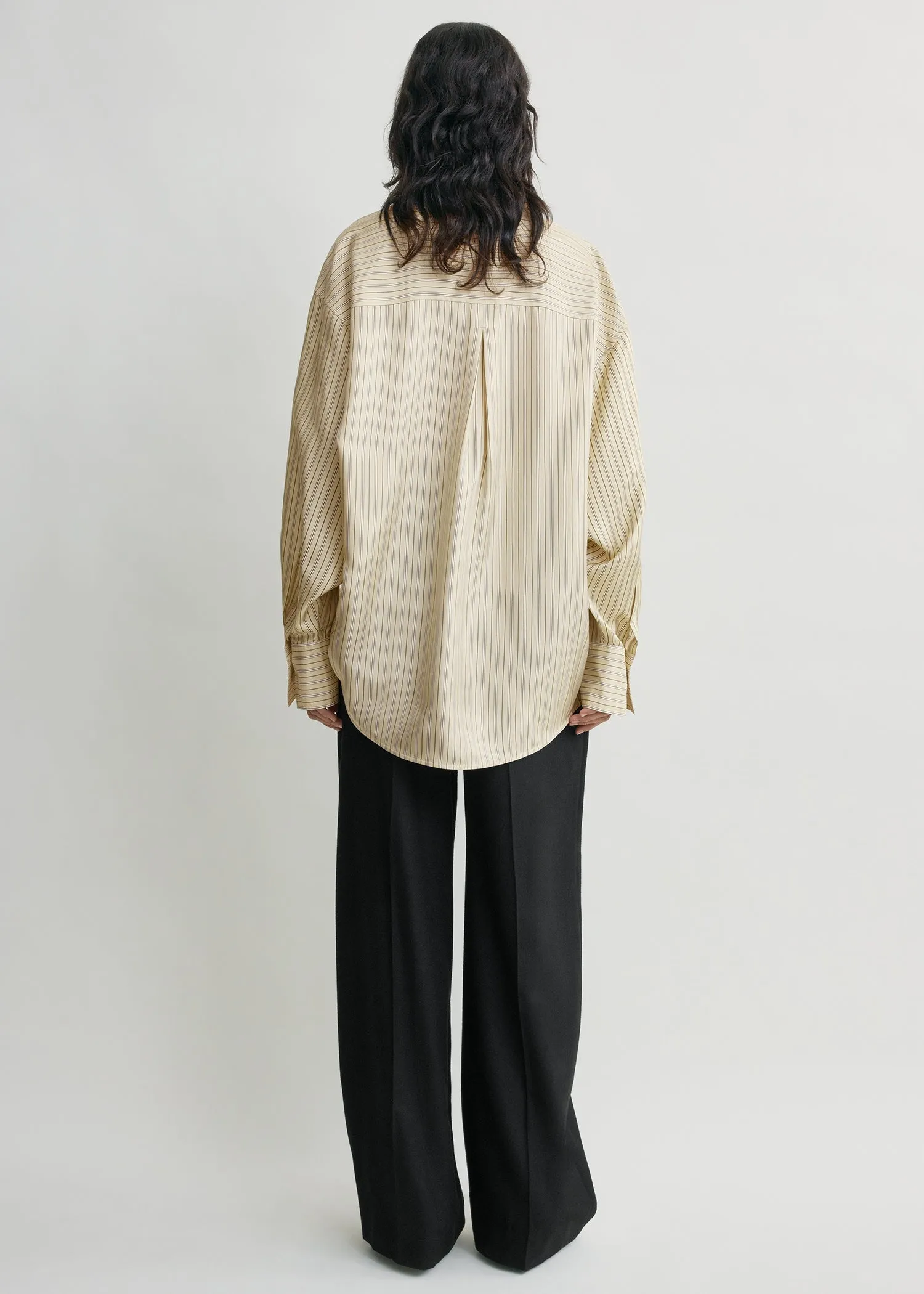 Oversized striped shirt beige/brown sold by Toteme product image thumbnail 3