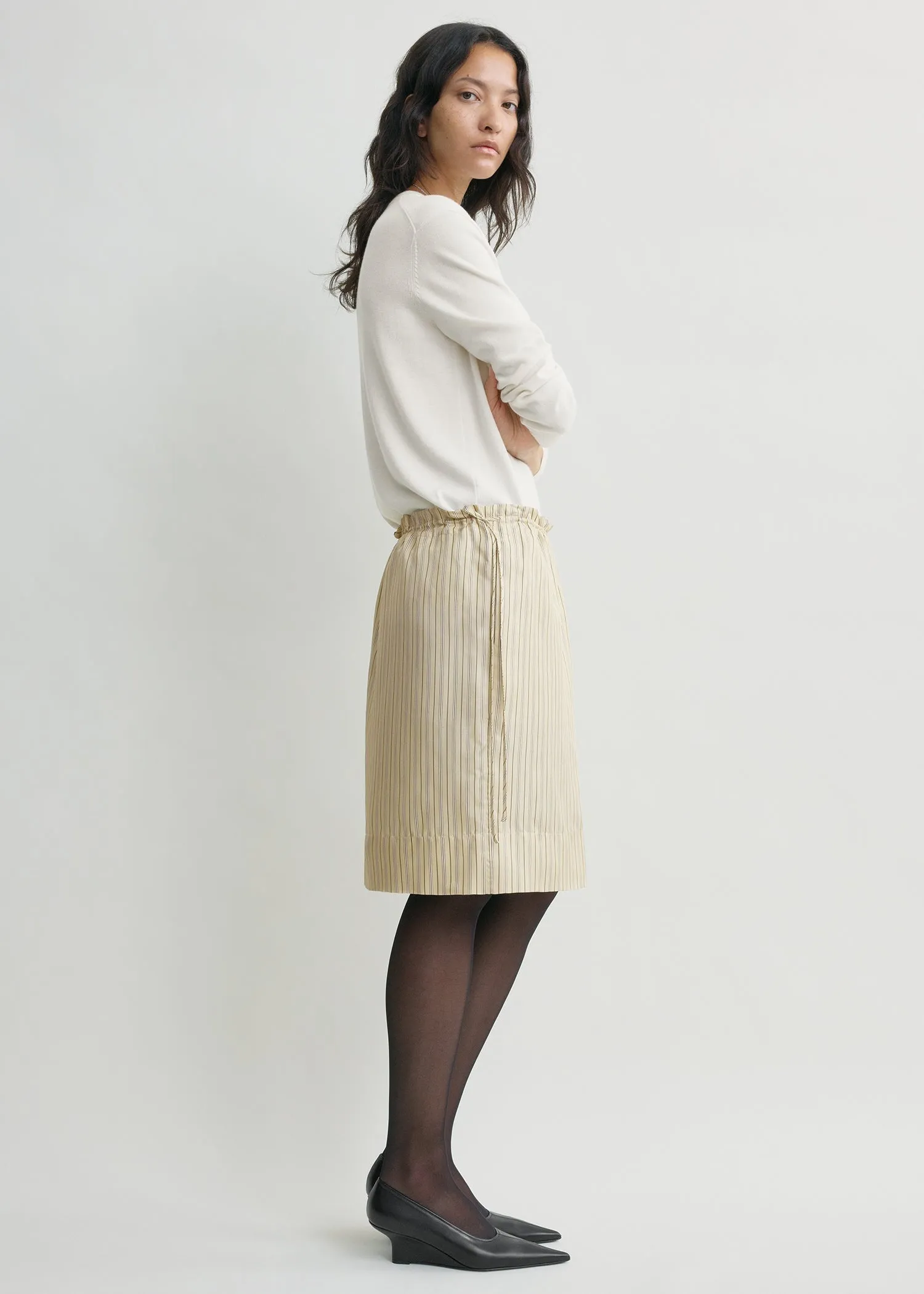Striped mini skirt beige/brown sold by Toteme product image thumbnail 2