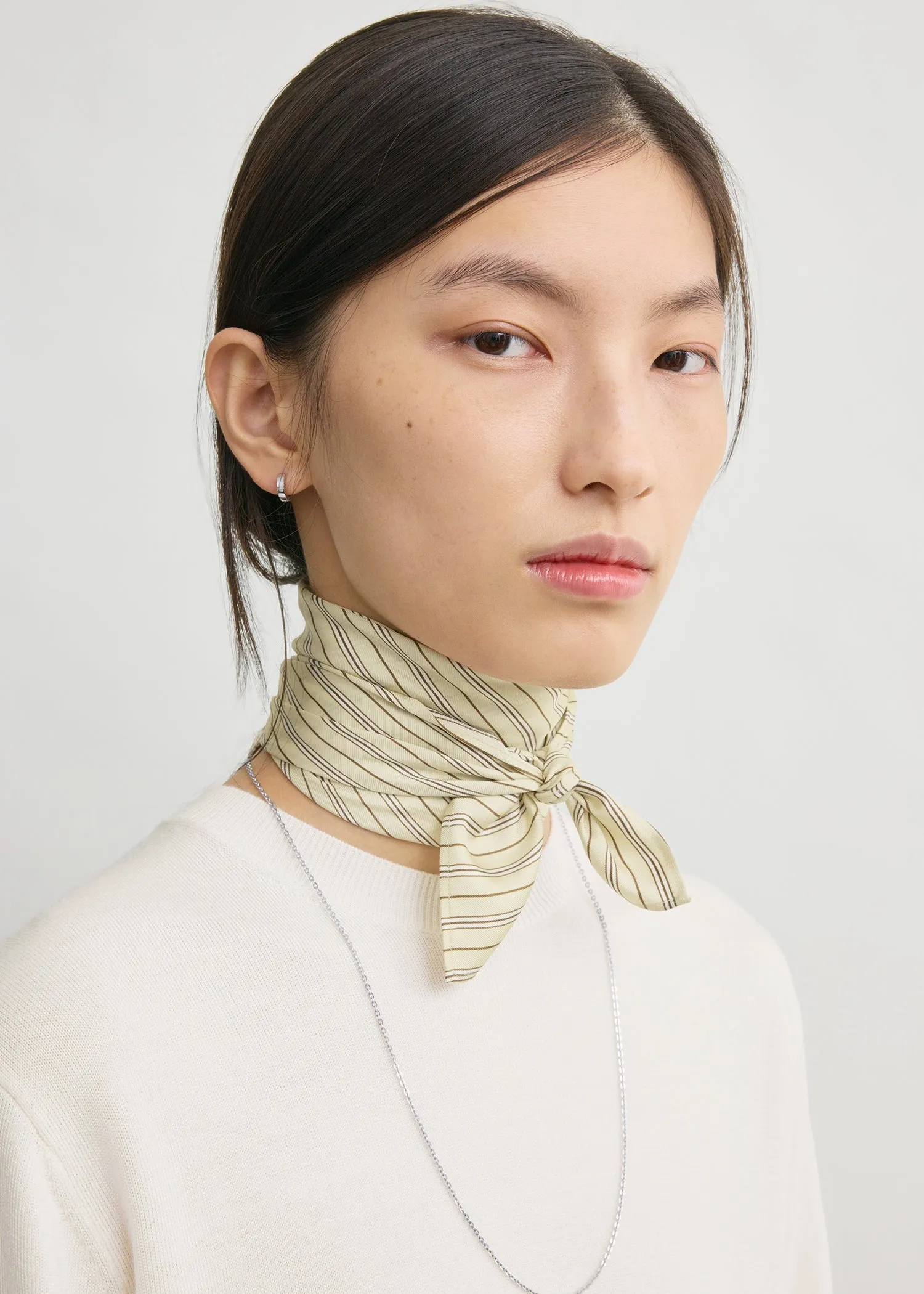 Striped silk scarf beige/brown sold by Toteme product image thumbnail 3