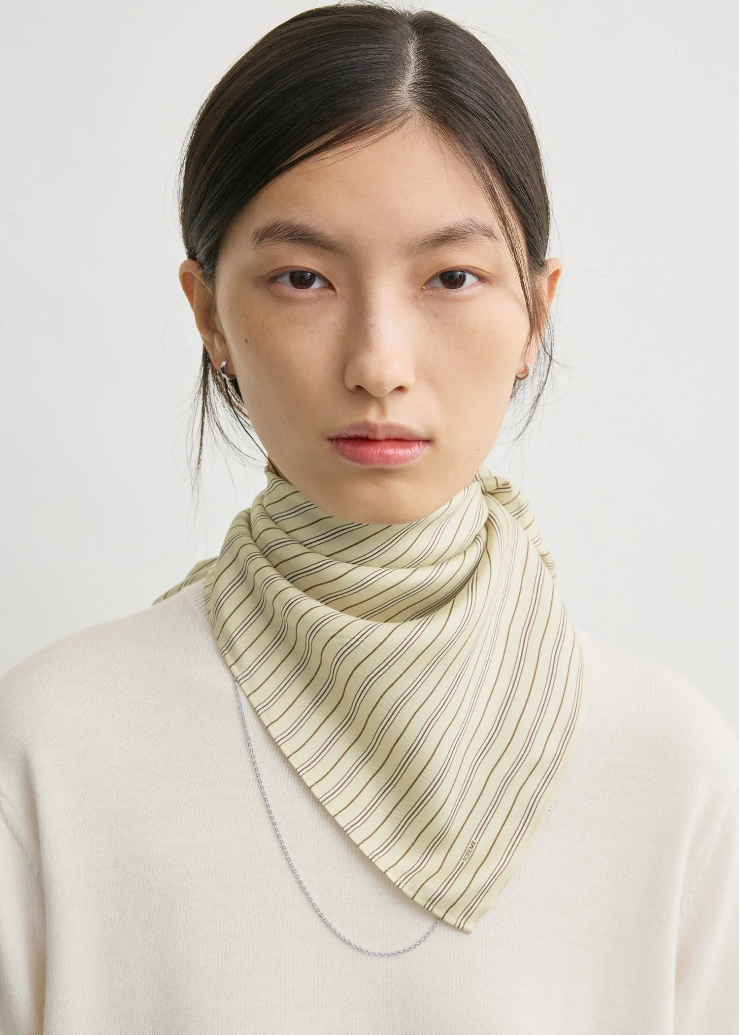 Striped silk scarf beige/brown sold by Toteme product image thumbnail 2