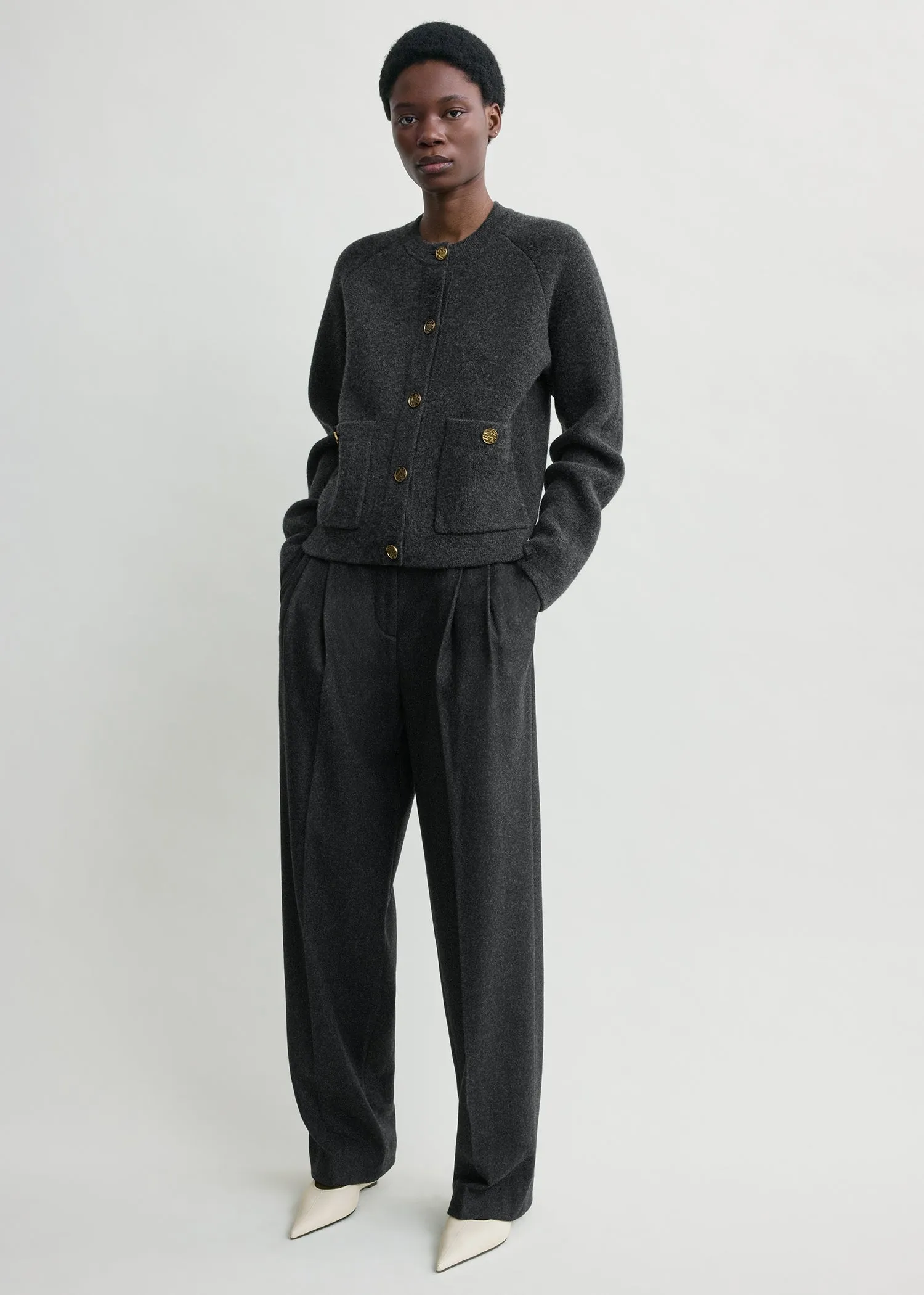 Hammered button cardigan charcoal sold by Toteme product image thumbnail 2