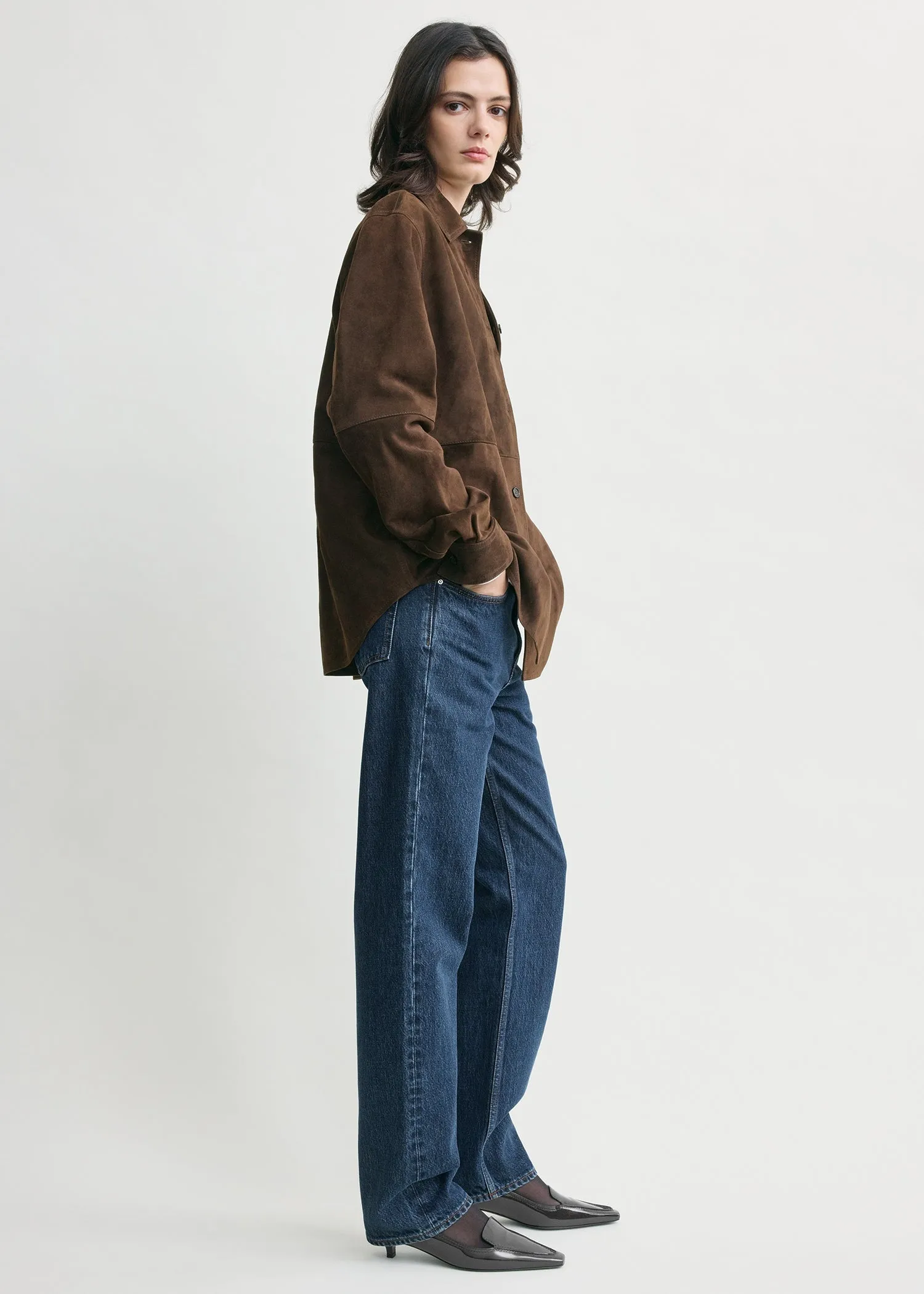 Soft suede overshirt bark sold by Toteme product image thumbnail 2
