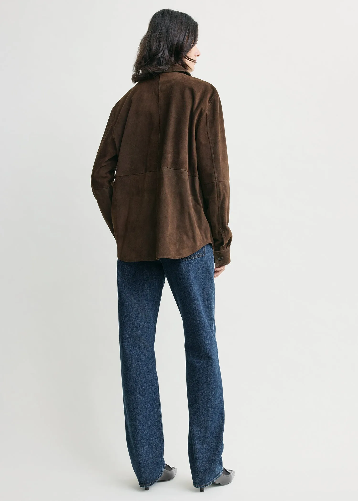 Soft suede overshirt bark sold by Toteme product image thumbnail 3