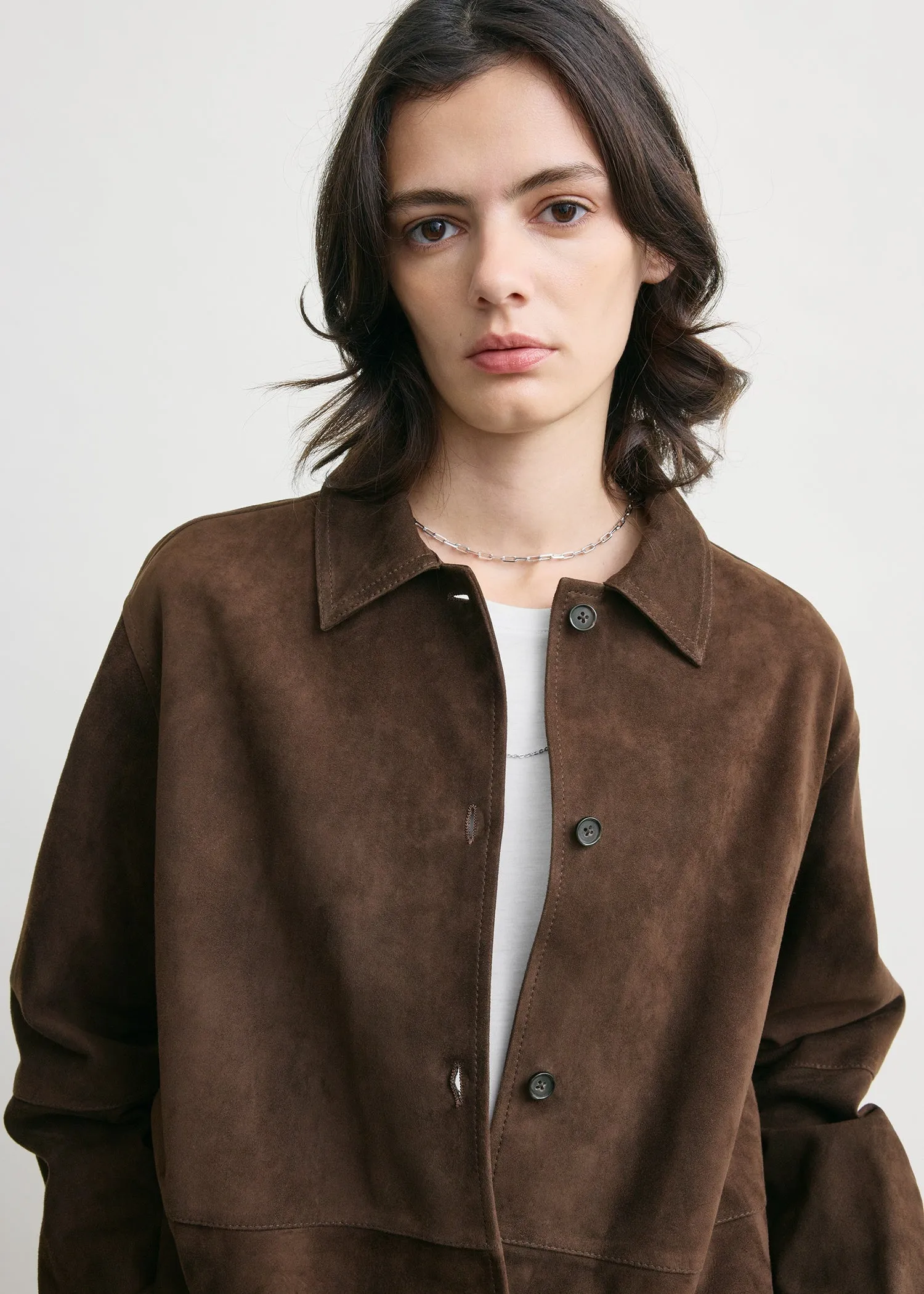 Soft suede overshirt bark sold by Toteme product image thumbnail 4