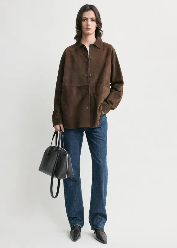 Soft suede overshirt bark sold by Toteme