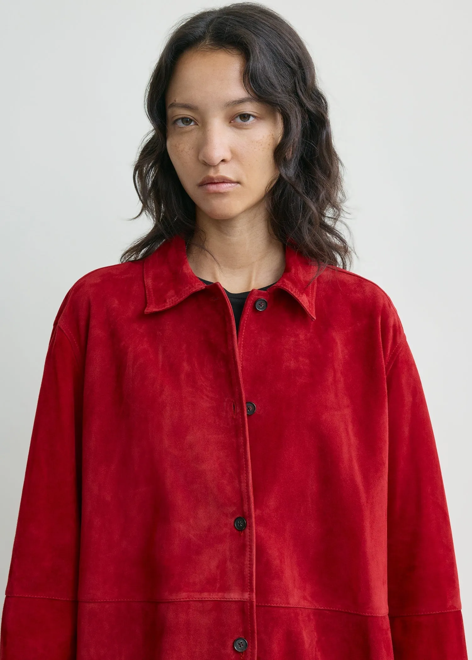 Soft suede overshirt poppy sold by Toteme product image thumbnail 4