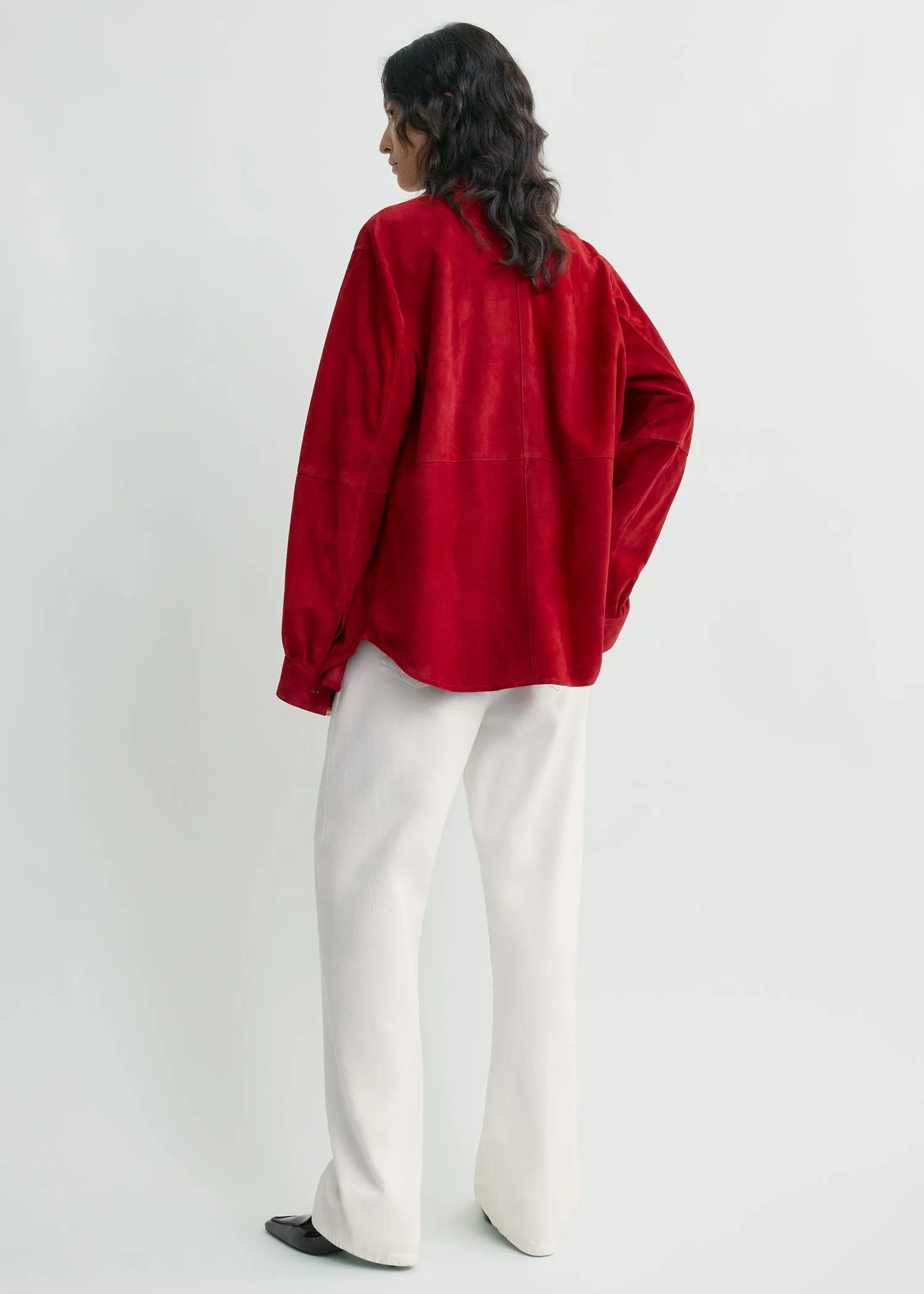 Soft suede overshirt poppy sold by Toteme product image thumbnail 3