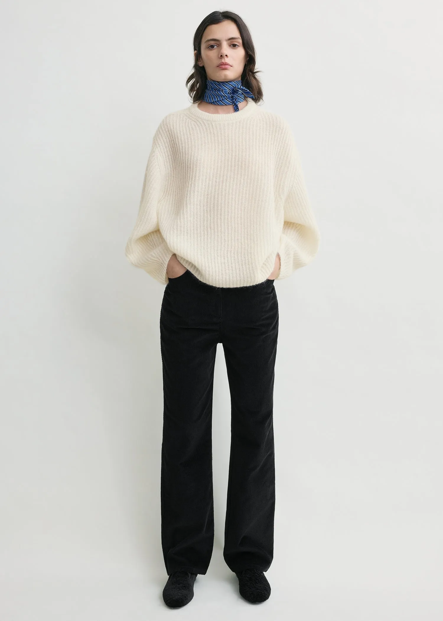 Mohair blend rib knit ecru sold by Toteme