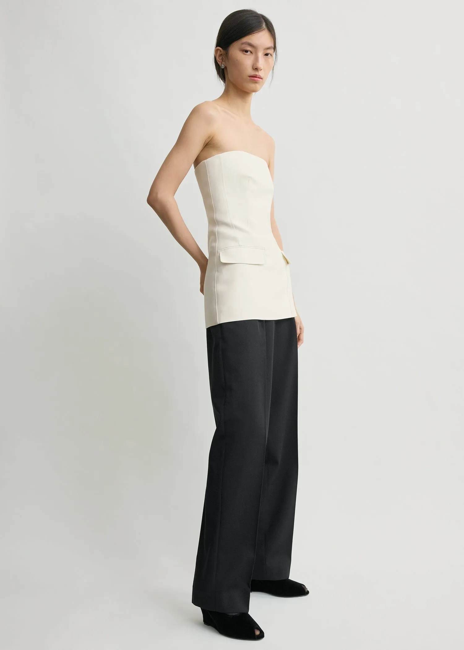 Strapless crepe pocket top ecru sold by Toteme product image thumbnail 2
