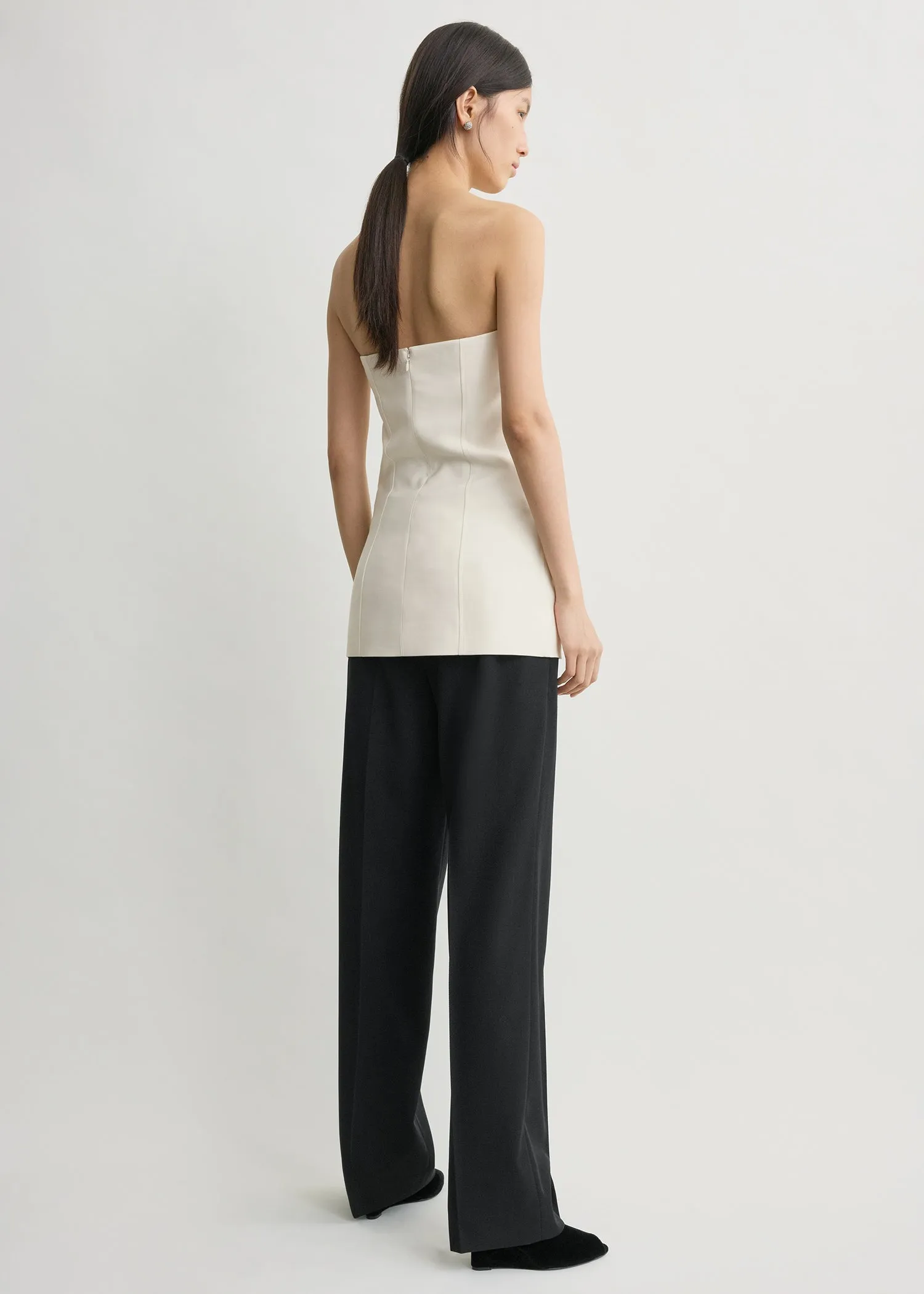 Strapless crepe pocket top ecru sold by Toteme product image thumbnail 3