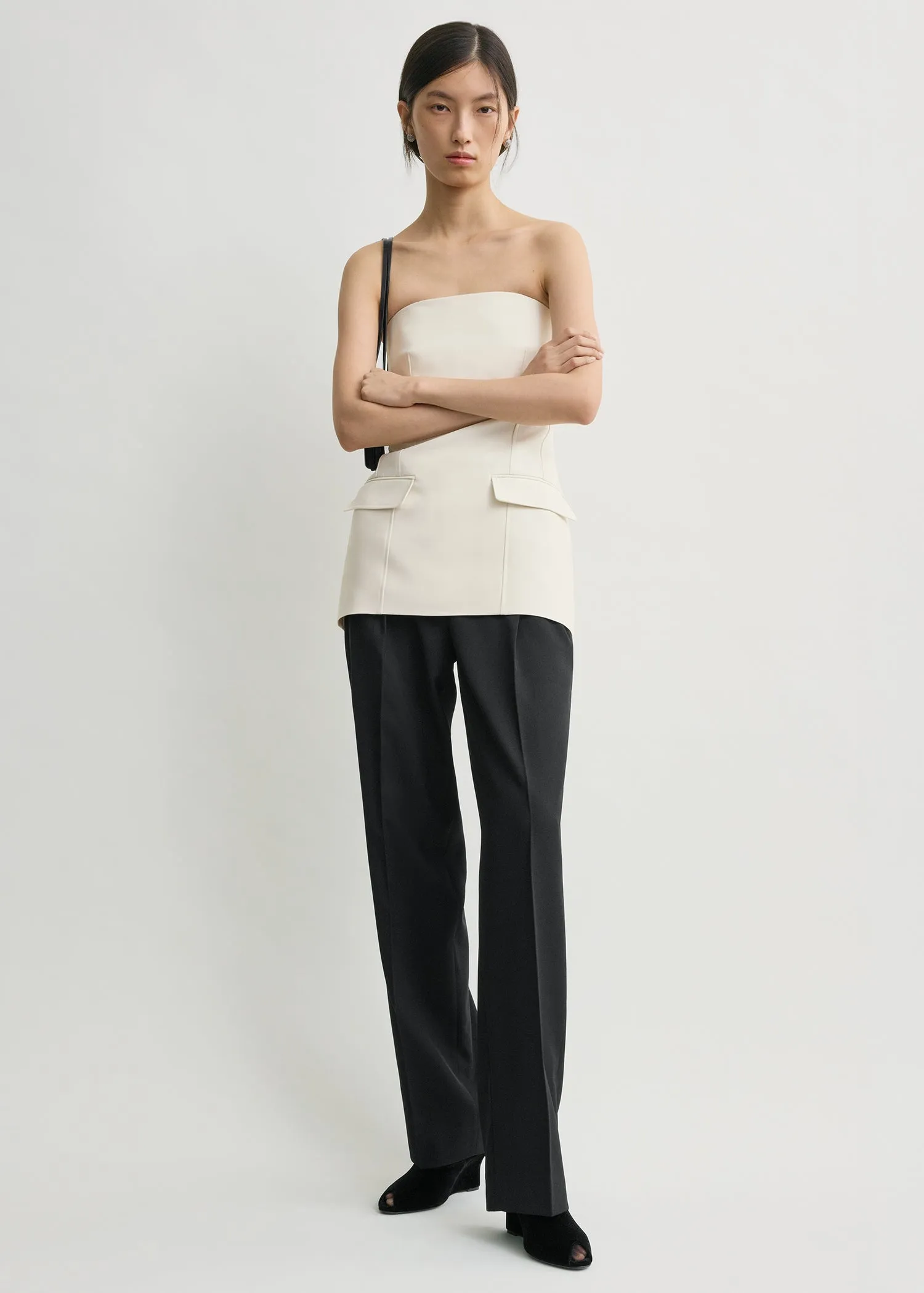 Strapless crepe pocket top ecru sold by Toteme
