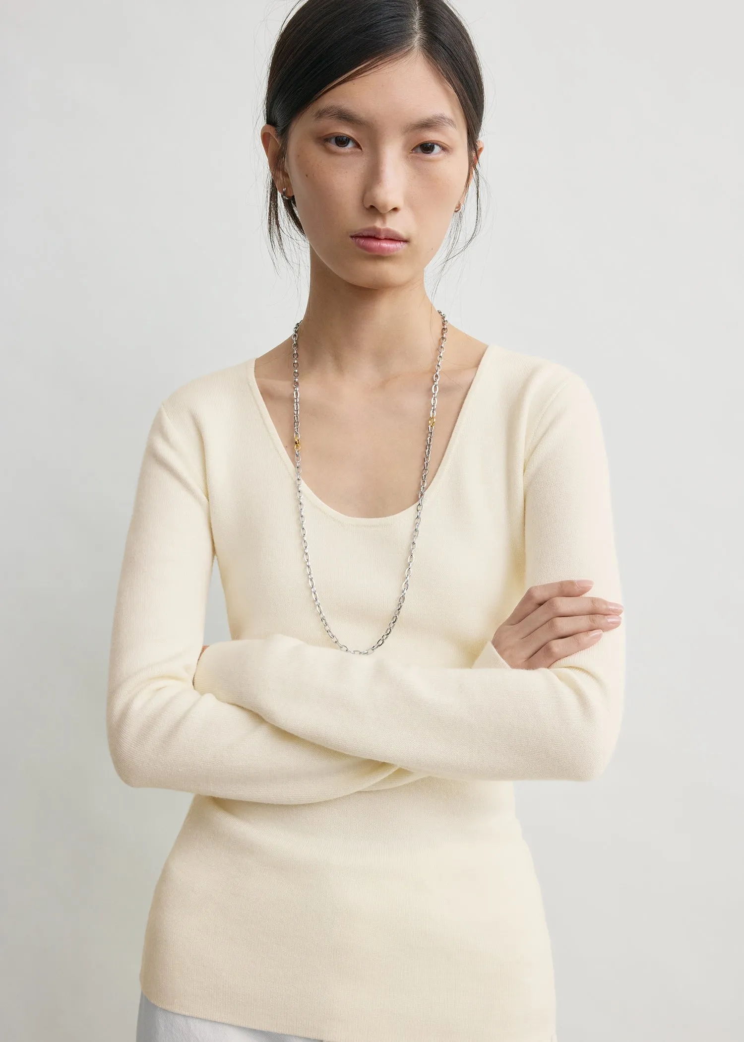 Merino knit top ecru sold by Toteme product image thumbnail 4