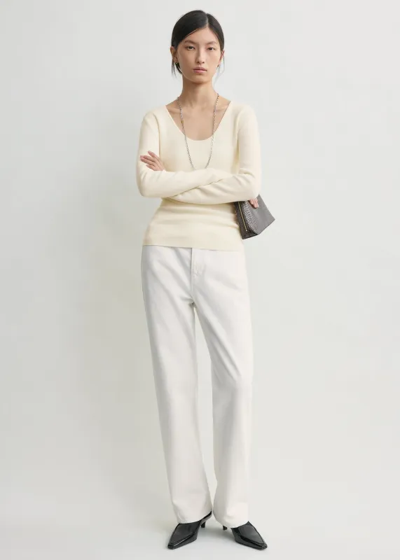 Merino knit top ecru sold by Toteme