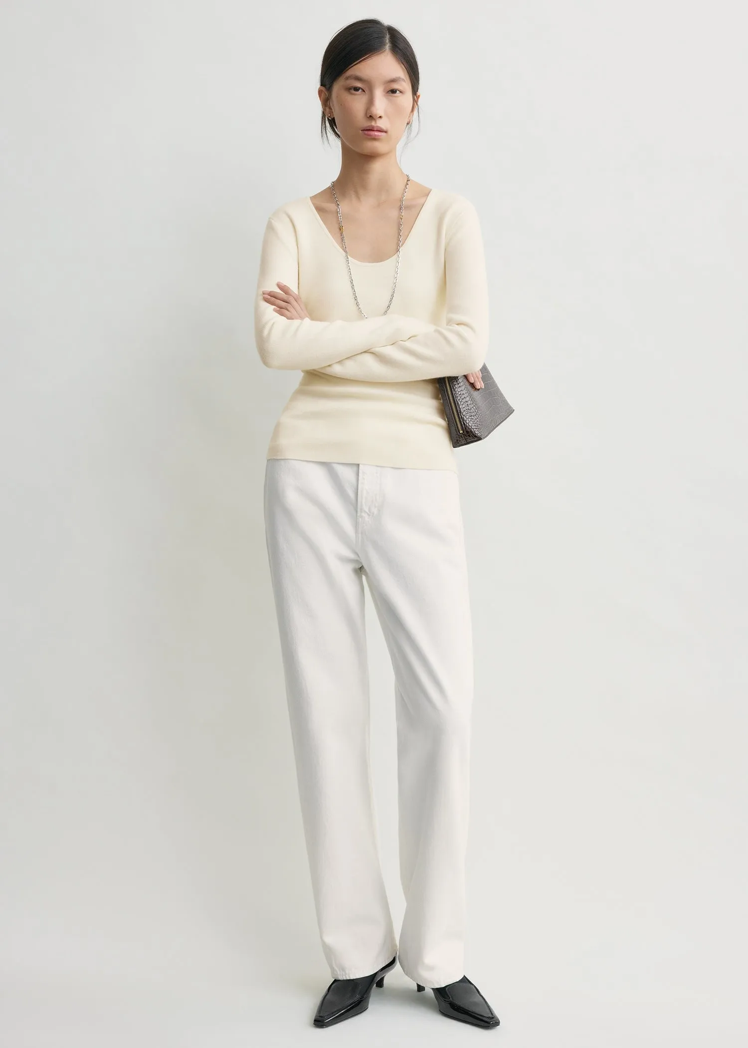 Merino knit top ecru sold by Toteme