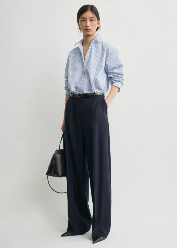 Wide flannel trousers navy sold by Toteme