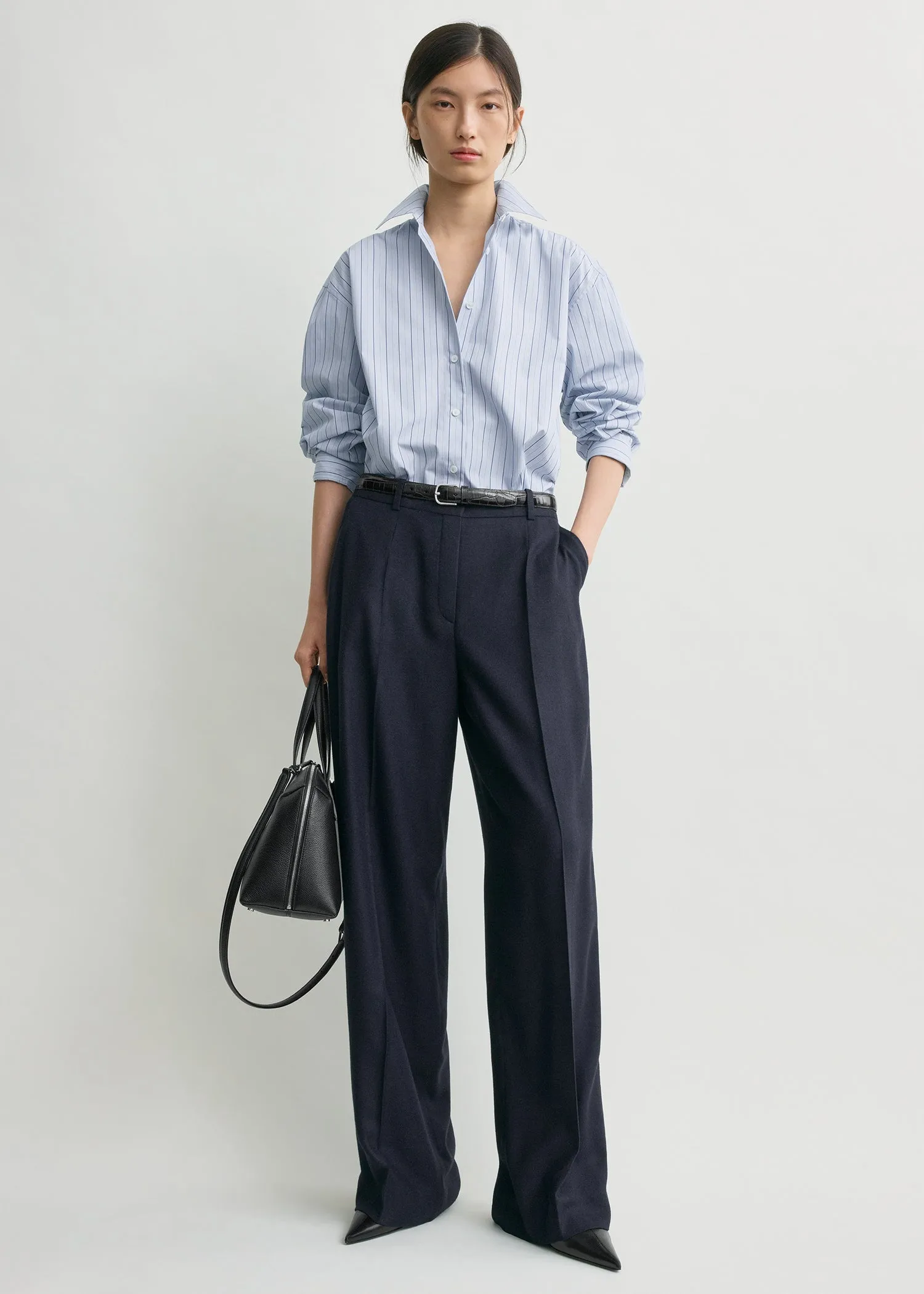 Wide flannel trousers navy sold by Toteme product image thumbnail 2