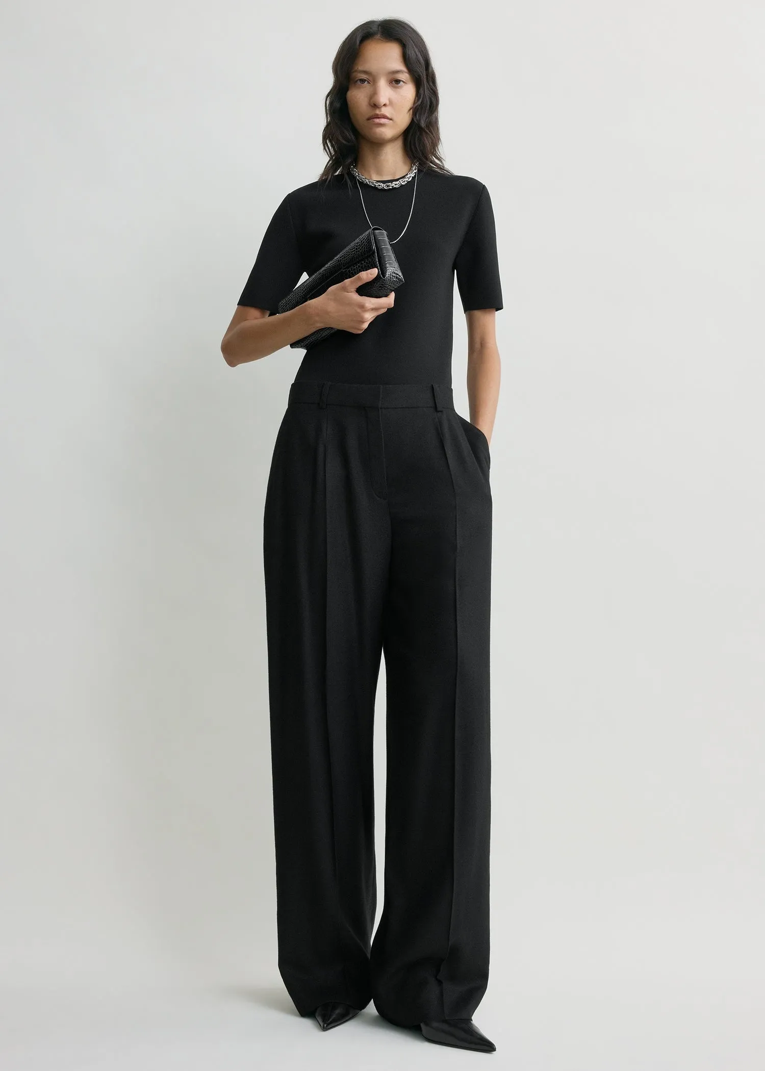 Wide flannel trousers black sold by Toteme product image thumbnail 2