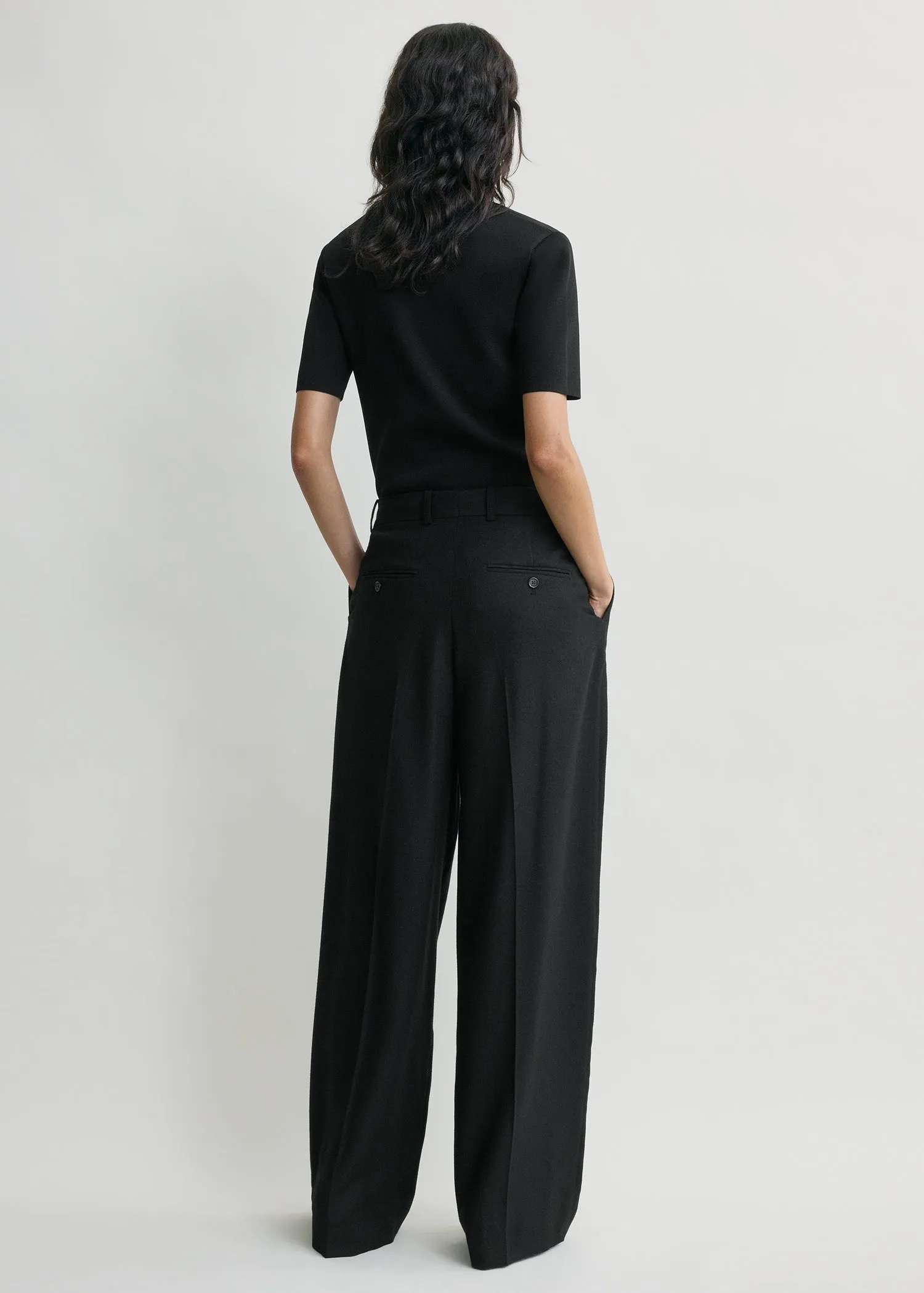 Wide flannel trousers black sold by Toteme product image thumbnail 3
