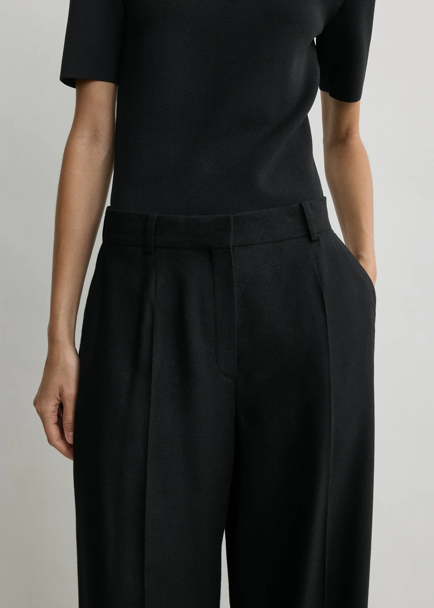 Wide flannel trousers black sold by Toteme product image thumbnail 4