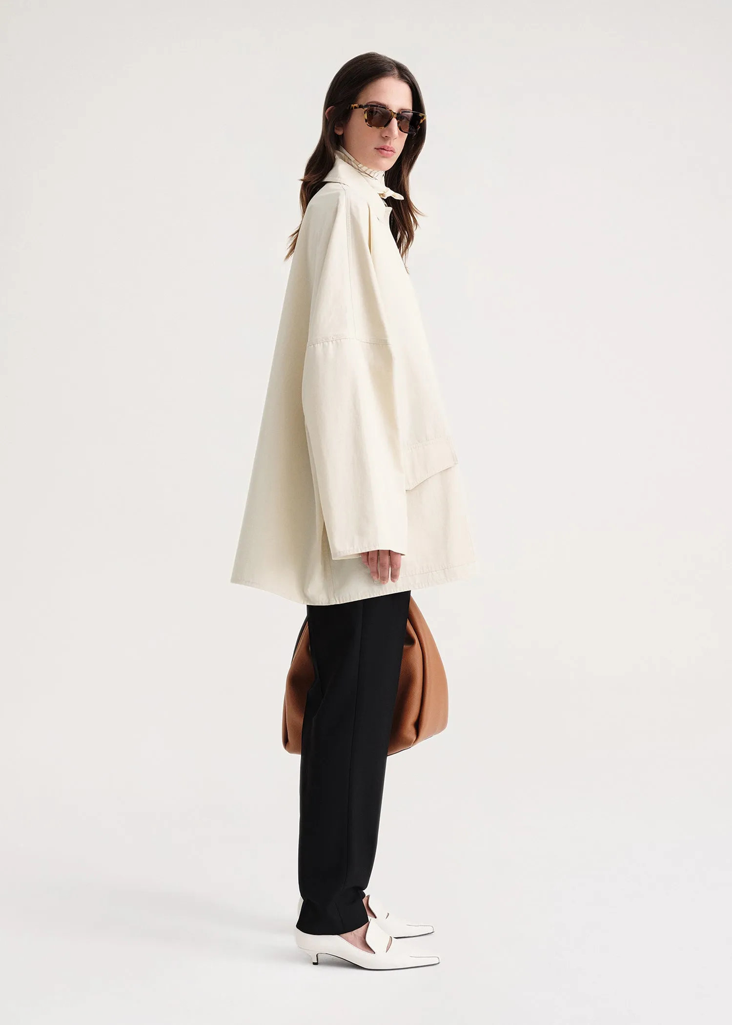 Washed cotton overshirt jacket vanilla sold by Toteme product image thumbnail 2