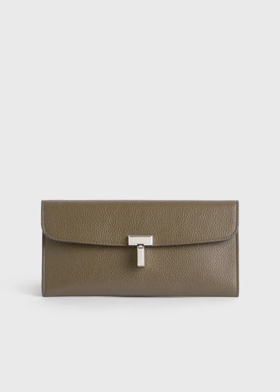 T-lock grained-leather wallet dark taupe sold by Toteme