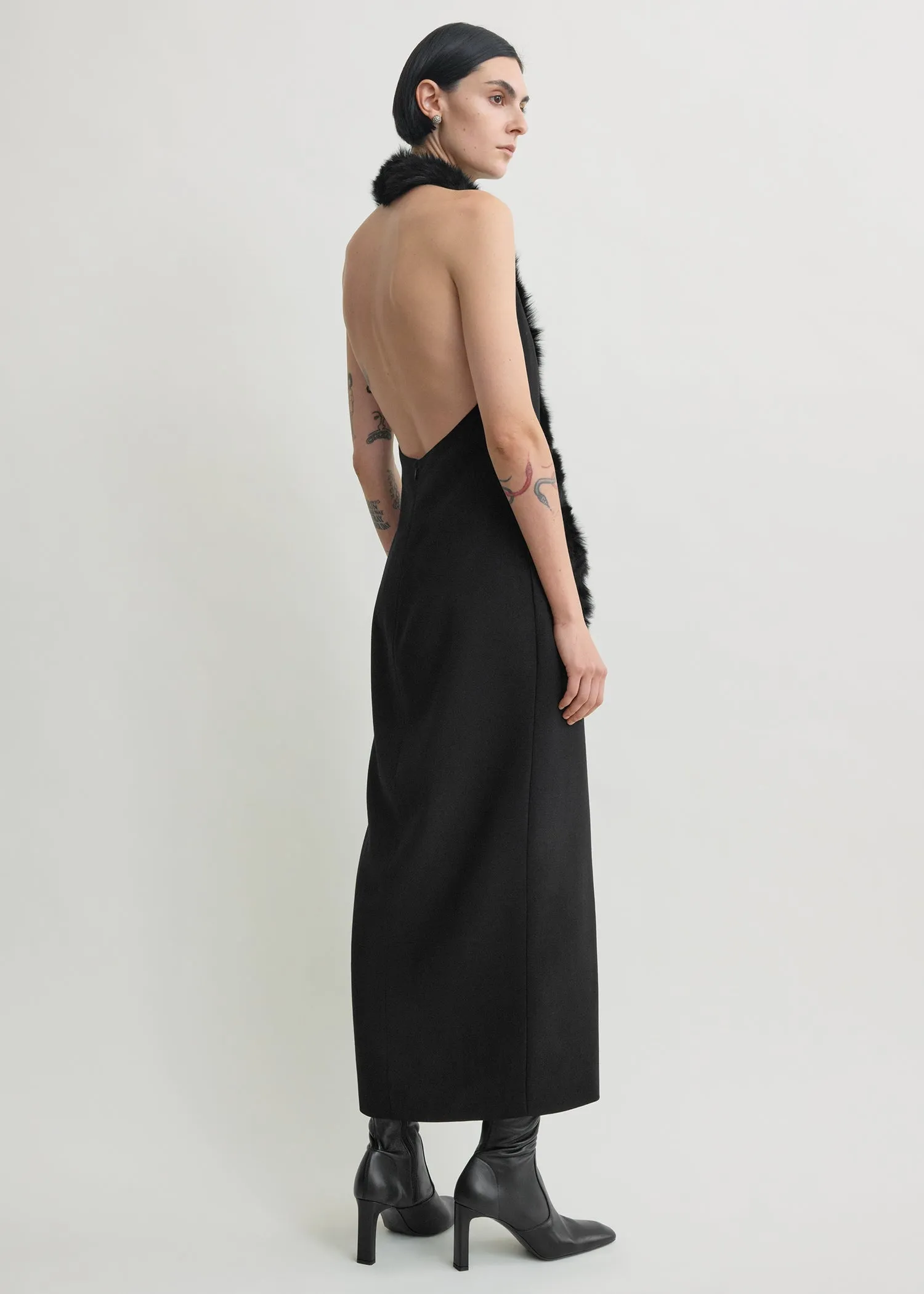 Shearling appliqué dress black sold by Toteme product image thumbnail 3