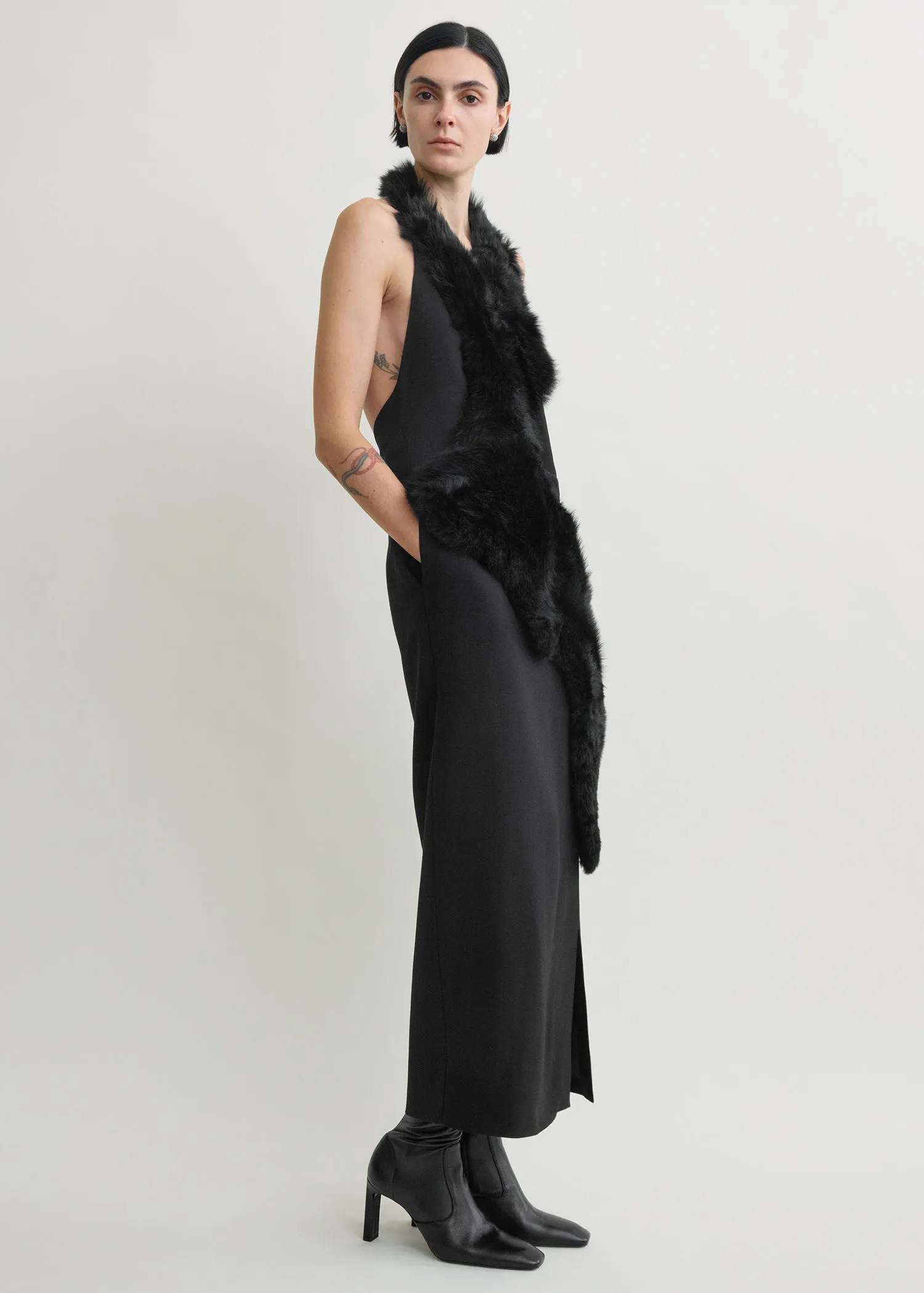 Shearling appliqué dress black sold by Toteme product image thumbnail 2