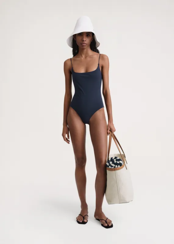 Square neck swimsuit dark navy sold by Toteme