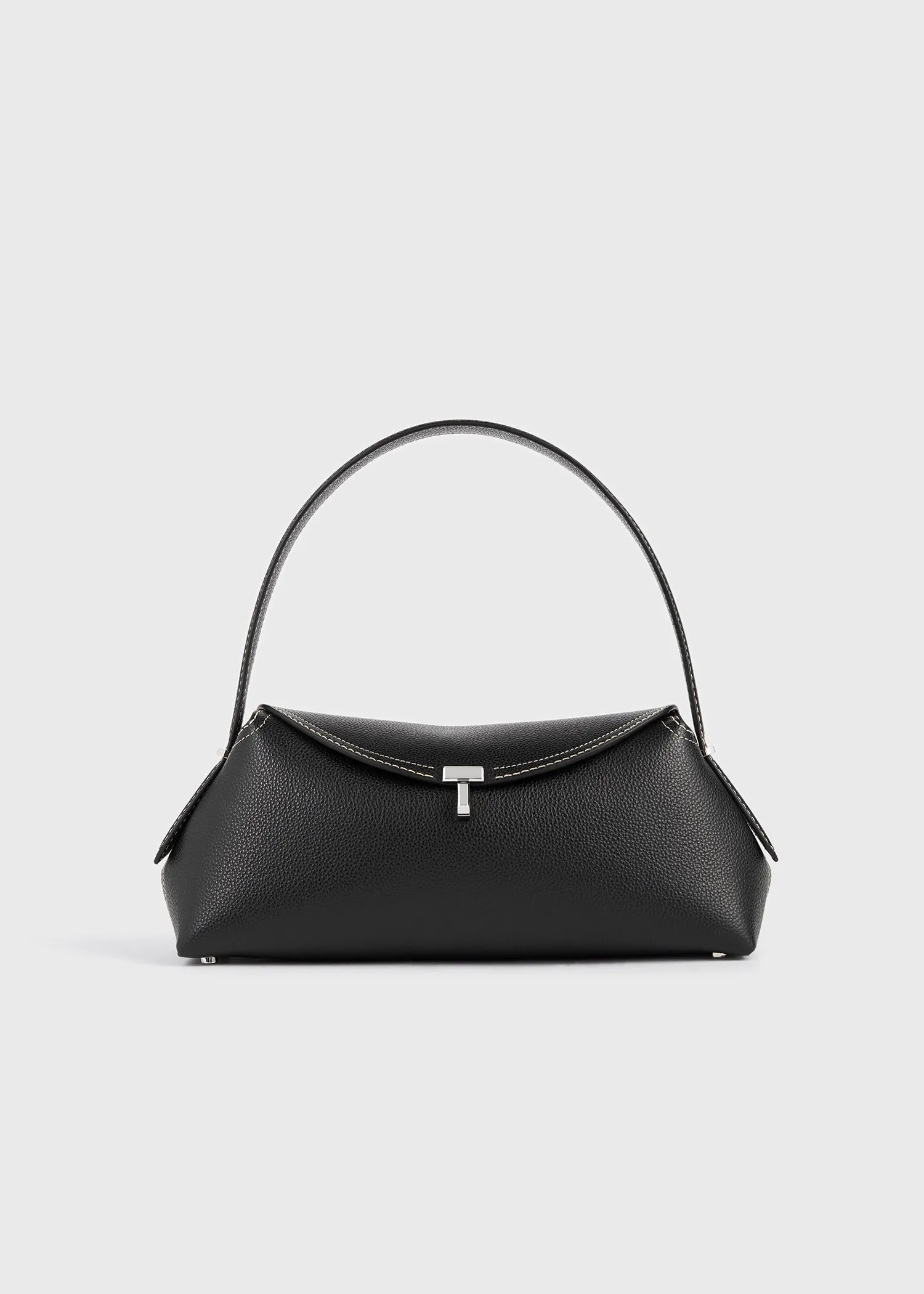 T-lock grained-leather shoulder black sold by Toteme
