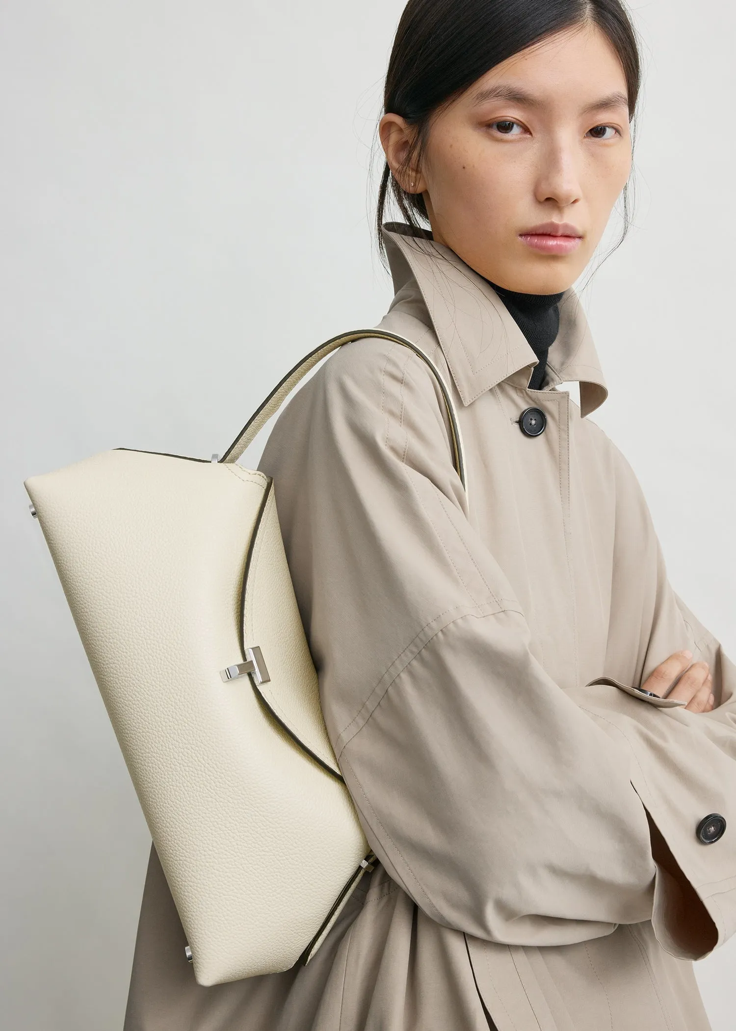 T-lock grained-leather shoulder milk sold by Toteme product image thumbnail 3