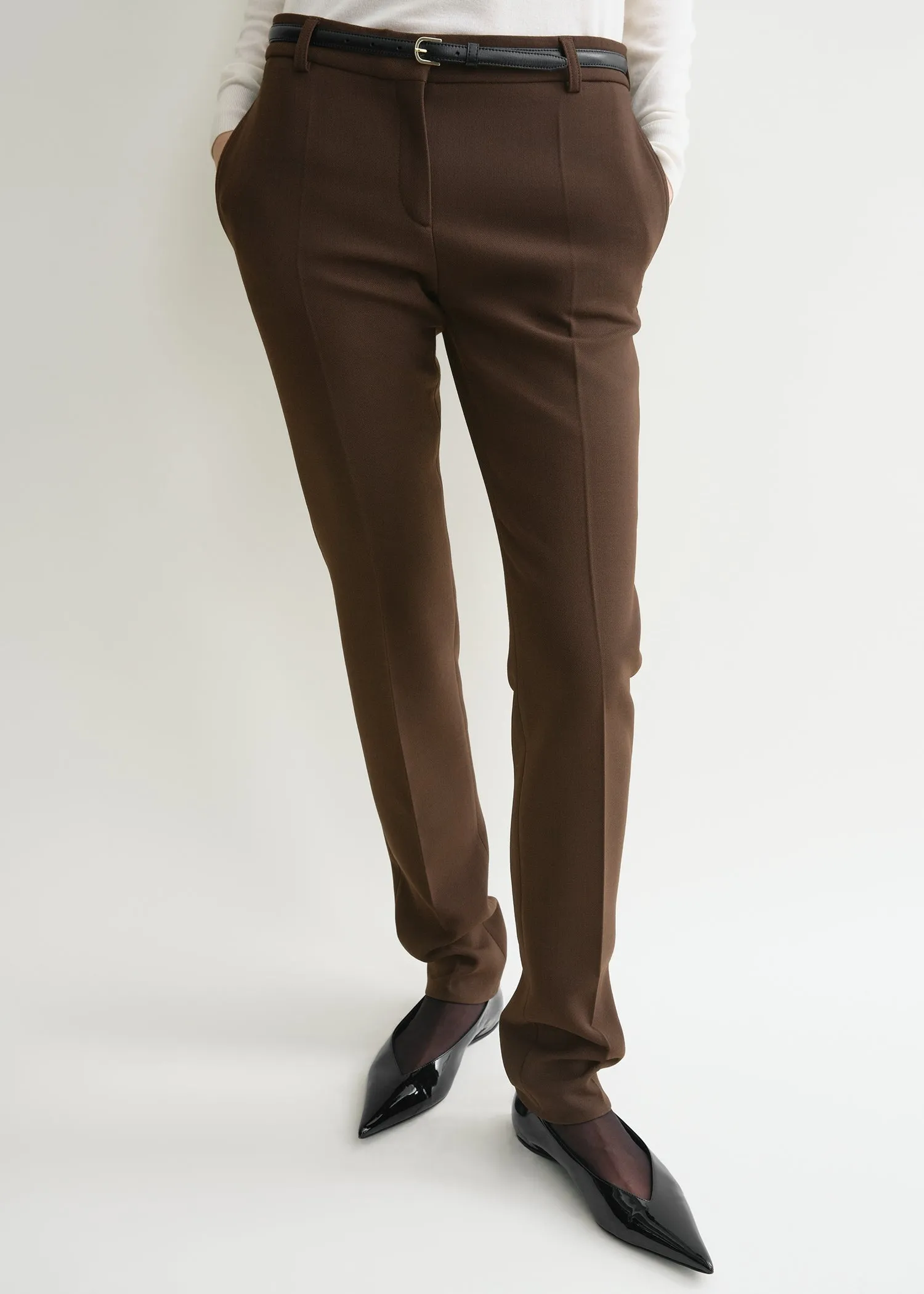 Low-waist slim trousers bark sold by Toteme product image thumbnail 4