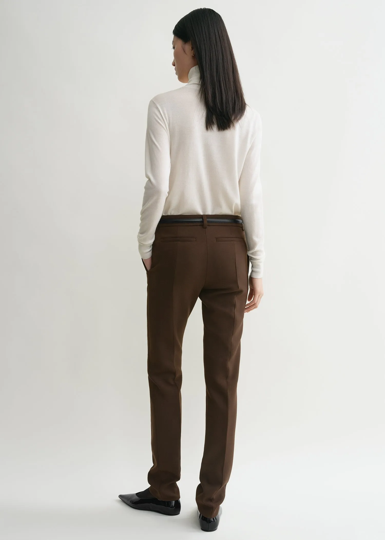 Low-waist slim trousers bark sold by Toteme product image thumbnail 3